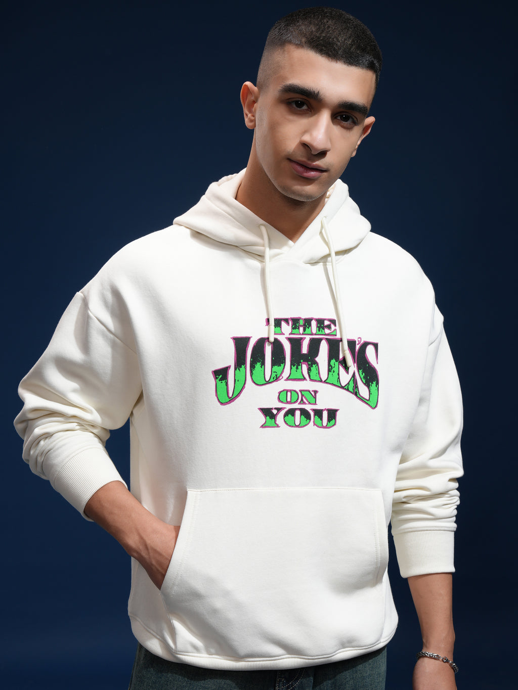 DC By Highlander Men White Joker Hooded Pullover Sweatshirt - White - Image 3