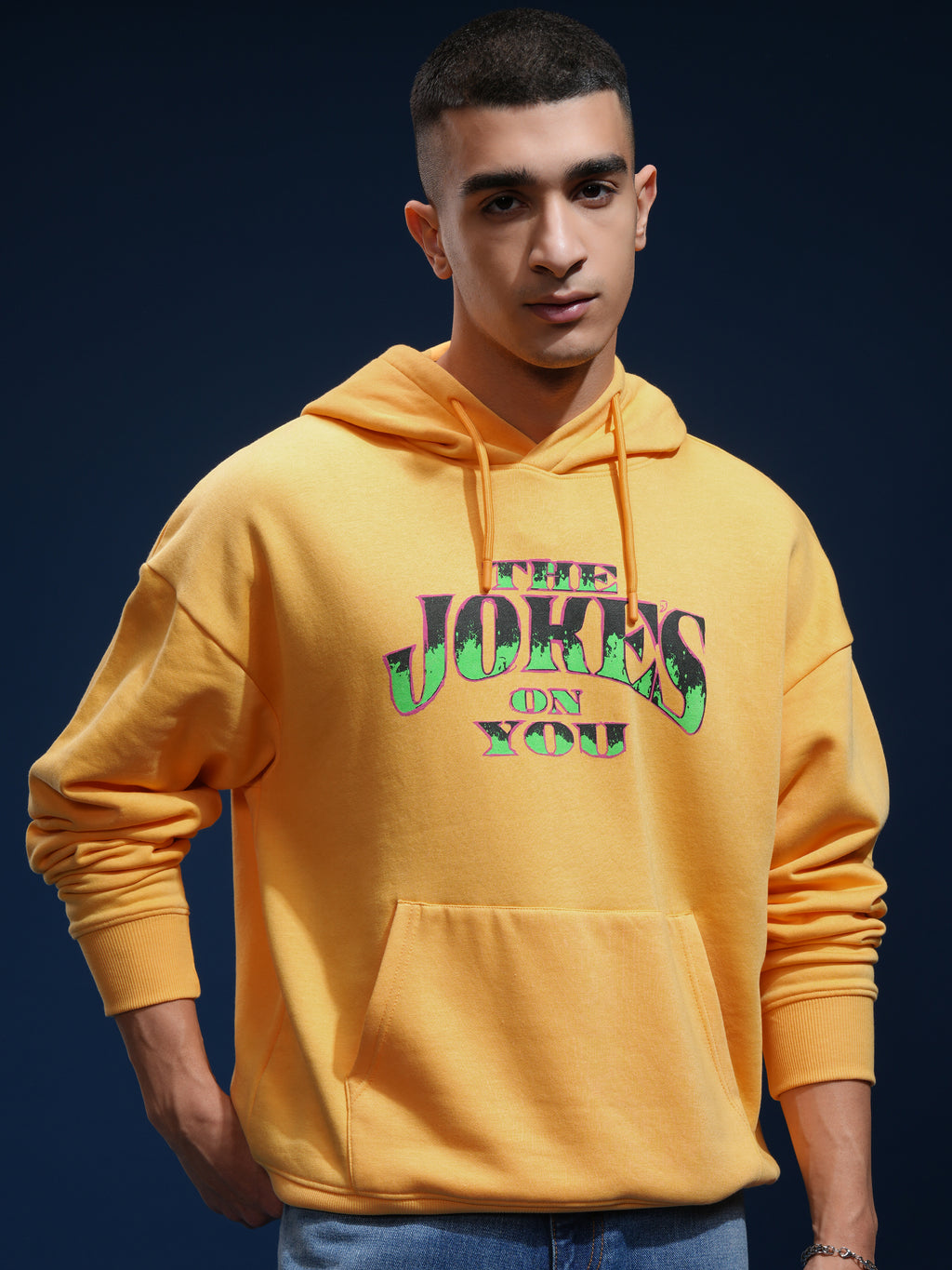DC By Highlander Men Yellow Joker Hooded Pullover Sweatshirt - Yellow - Image 3