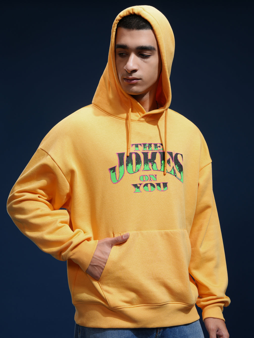 DC By Highlander Men Yellow Joker Hooded Pullover Sweatshirt - Yellow - Image 6