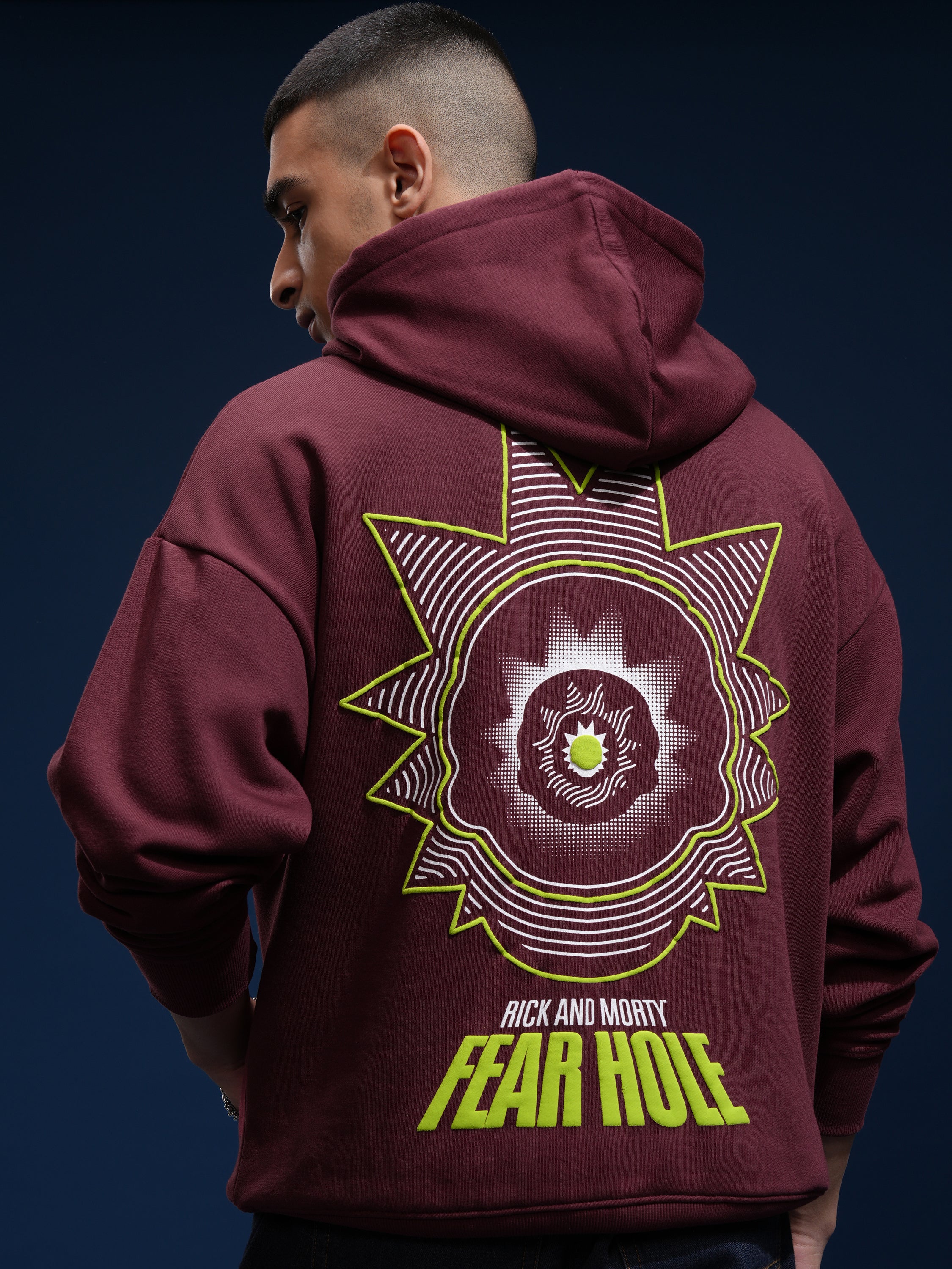 WB By Highlander Men Maroon Rick And Morty Hooded Pullover Sweatshirt - Maroon - Image 1