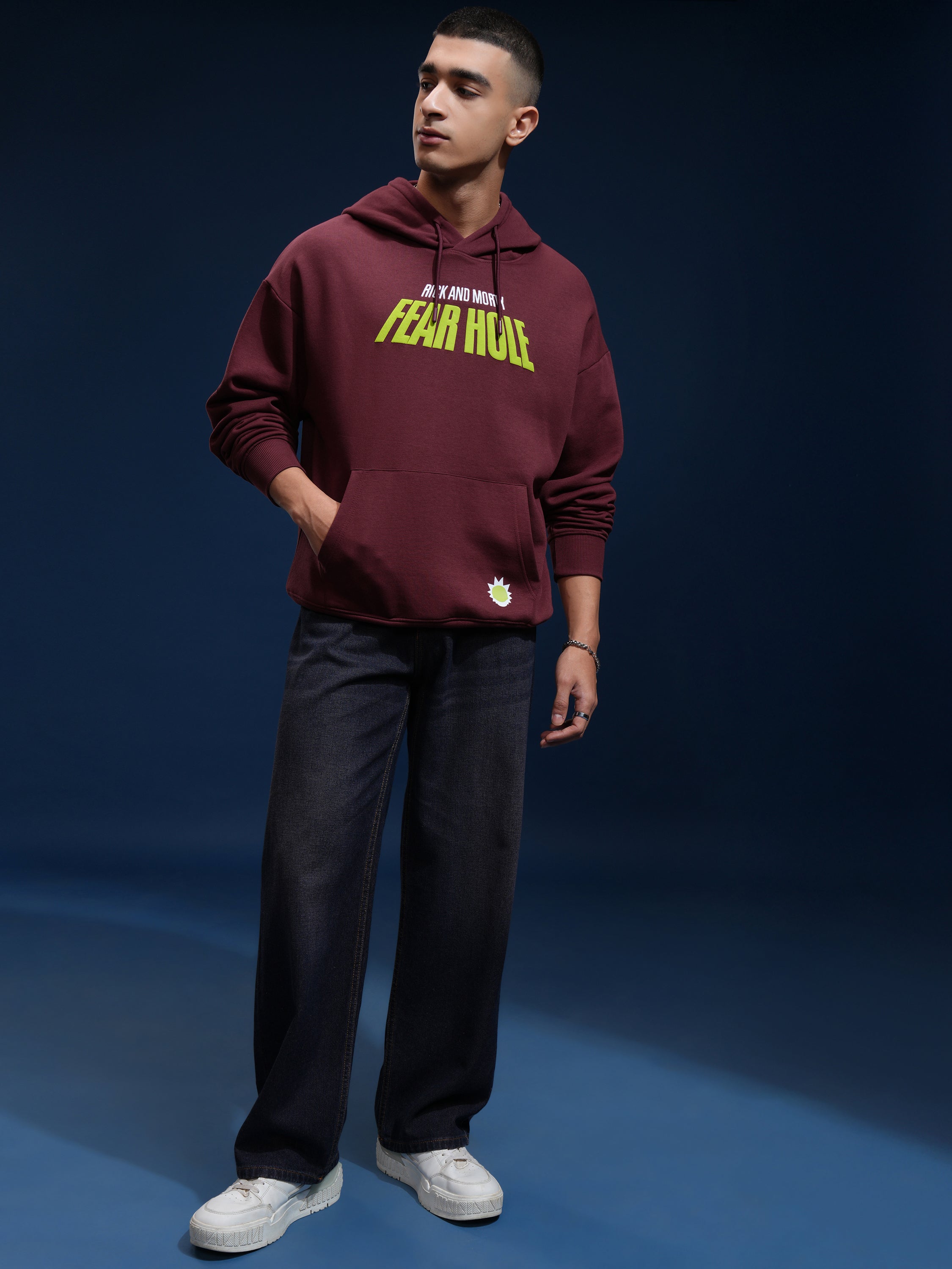 WB By Highlander Men Maroon Rick And Morty Hooded Pullover Sweatshirt - Maroon - Image 2