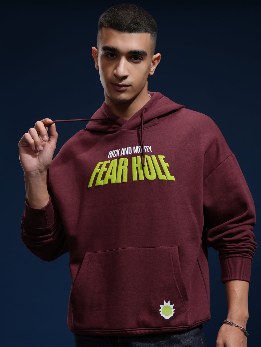 WB By Highlander Men Maroon Rick And Morty Hooded Pullover Sweatshirt - Maroon - Image 3