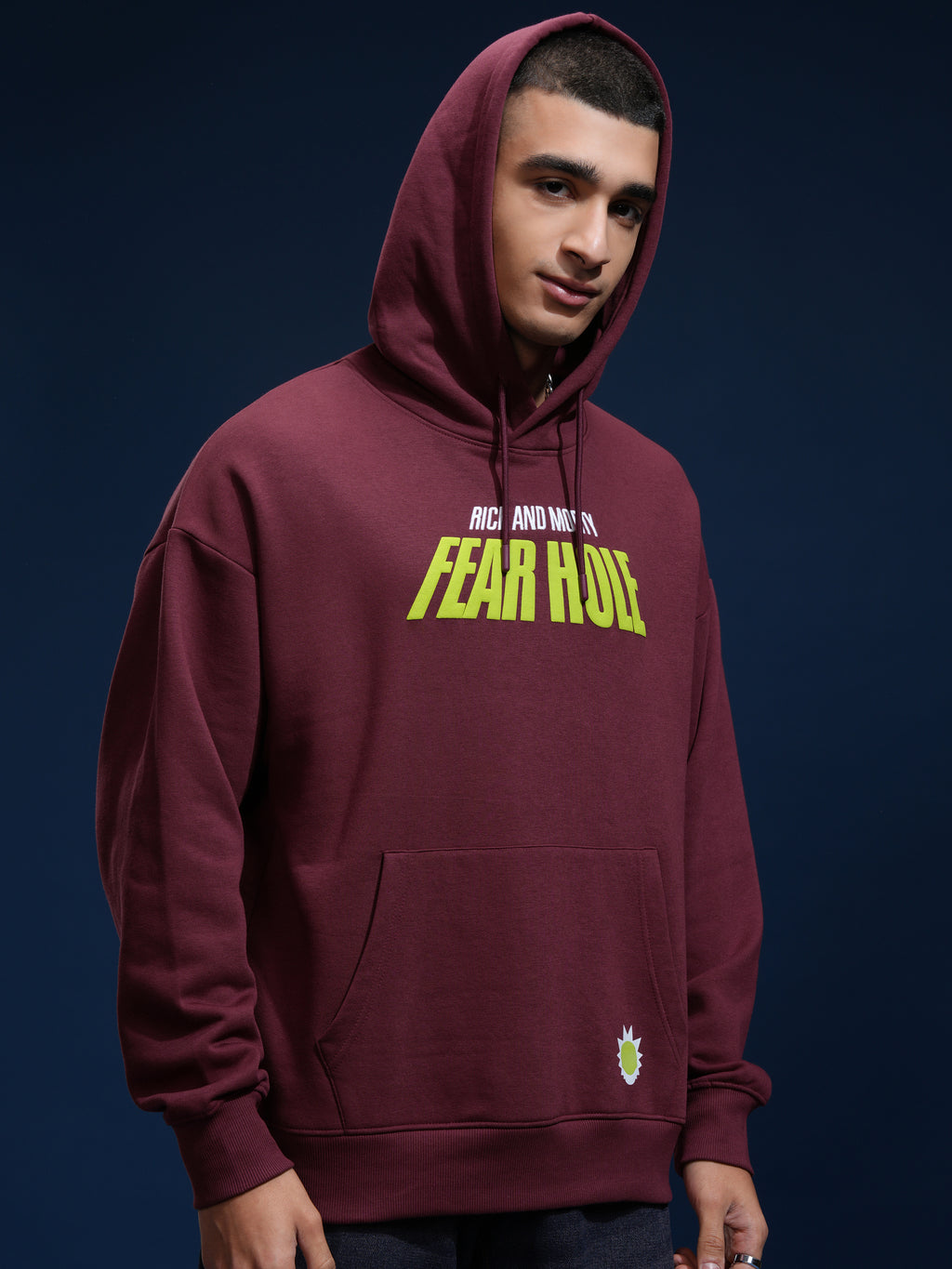 WB By Highlander Men Maroon Rick And Morty Hooded Pullover Sweatshirt - Maroon - Image 6