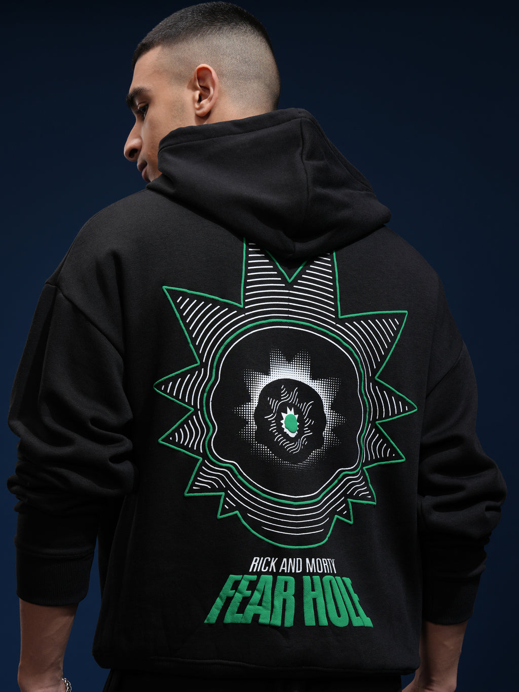 WB By Highlander Men Black Rick And Morty Hooded Pullover Sweatshirt - Black - Image 1