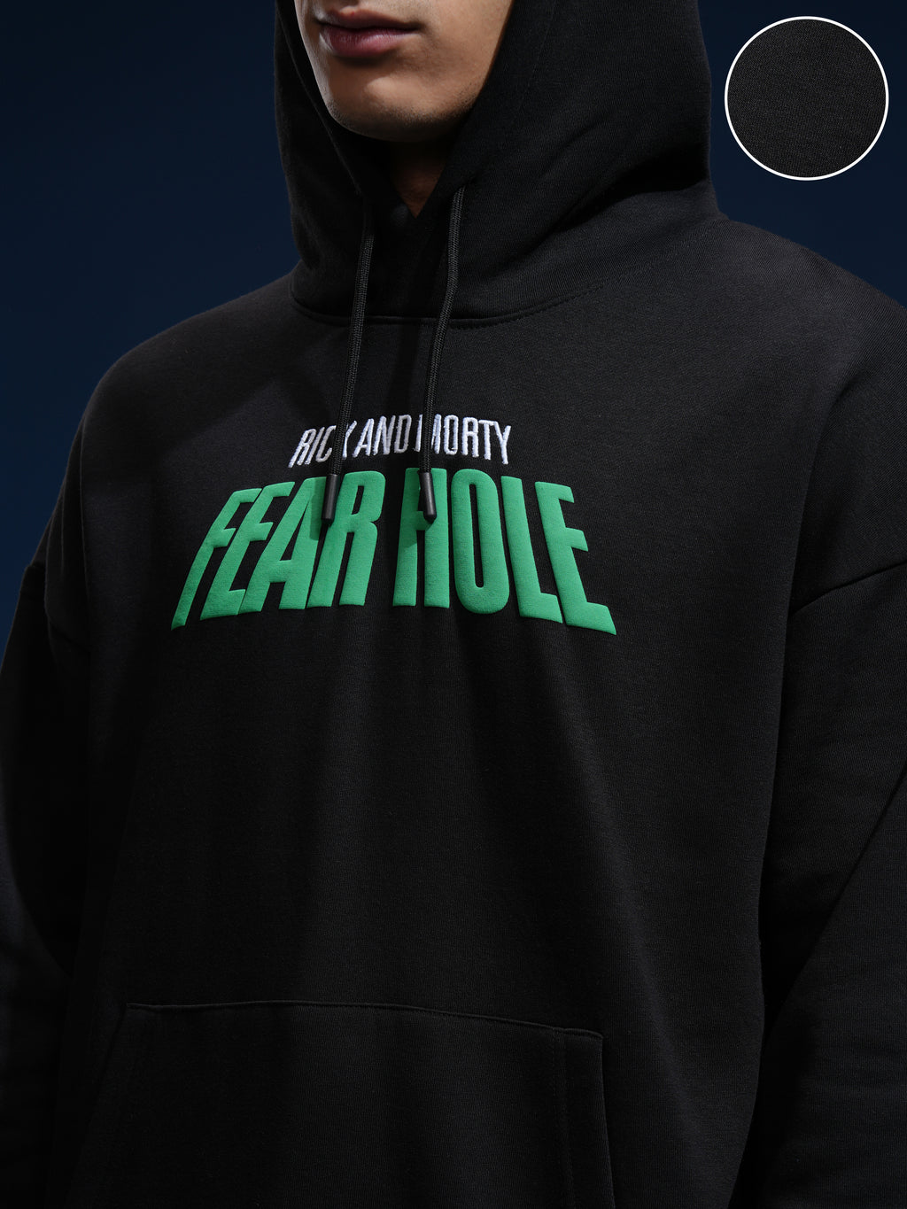 WB By Highlander Men Black Rick And Morty Hooded Pullover Sweatshirt - Black - Image 5