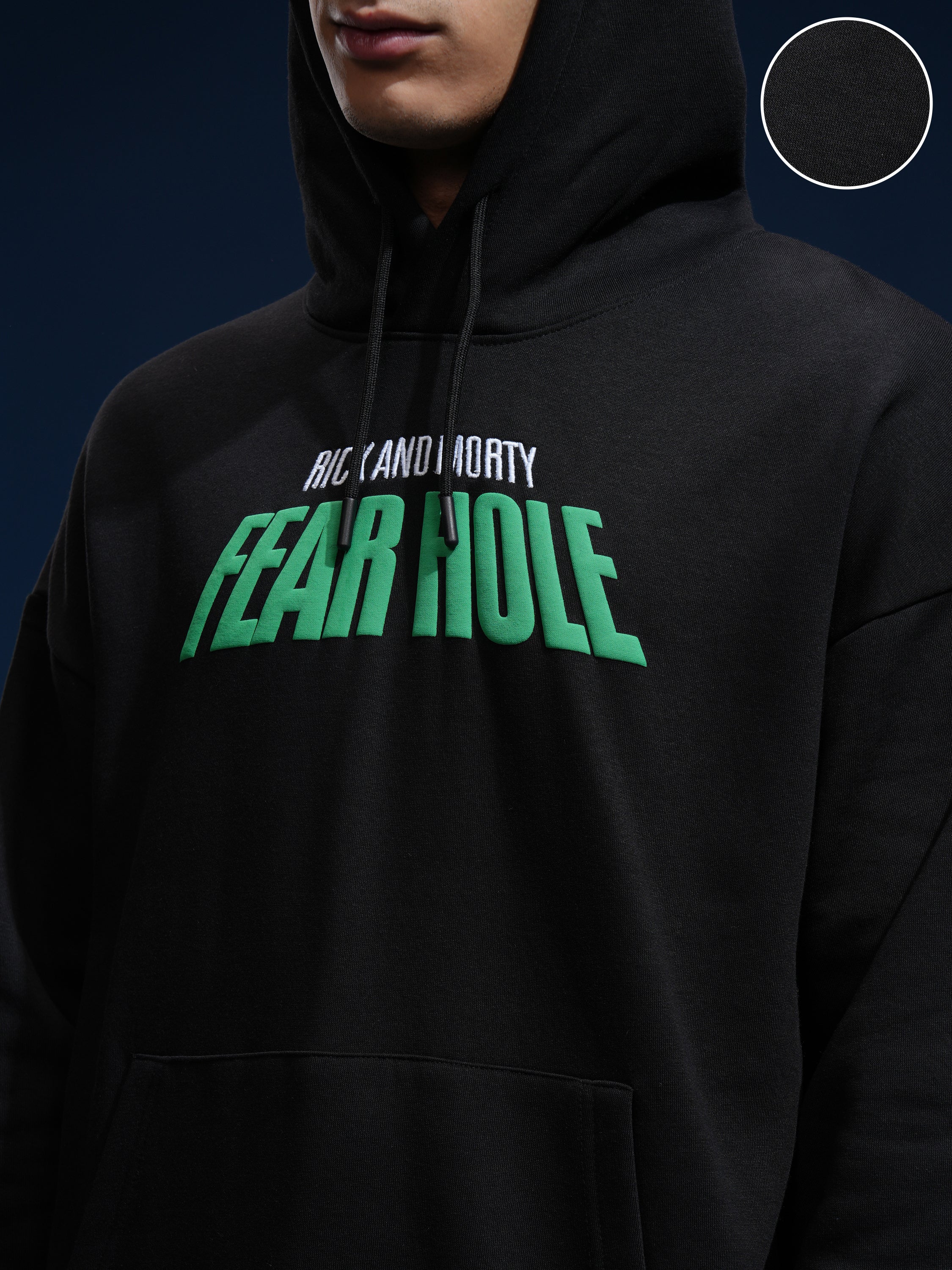 WB By Highlander Men Black Rick And Morty Hooded Pullover Sweatshirt - Black - Image 5