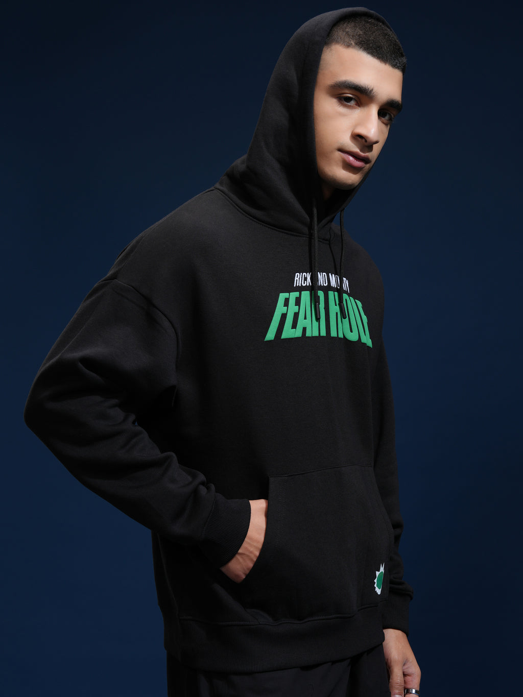 WB By Highlander Men Black Rick And Morty Hooded Pullover Sweatshirt - Black - Image 6