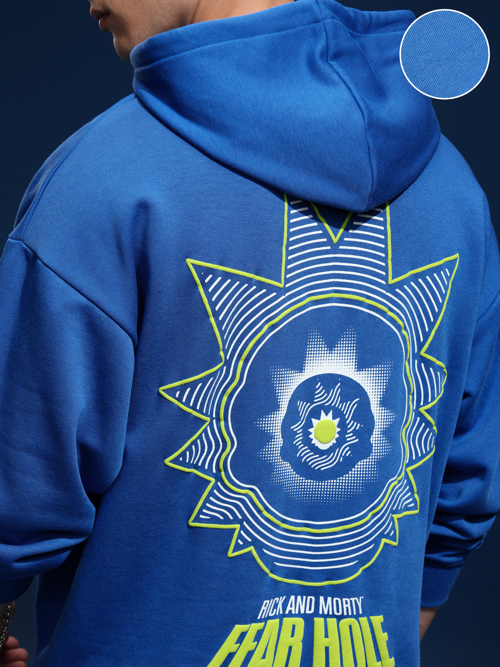 WB By Highlander Men Blue Rick And Morty Hooded Pullover Sweatshirt - Blue - Image 5