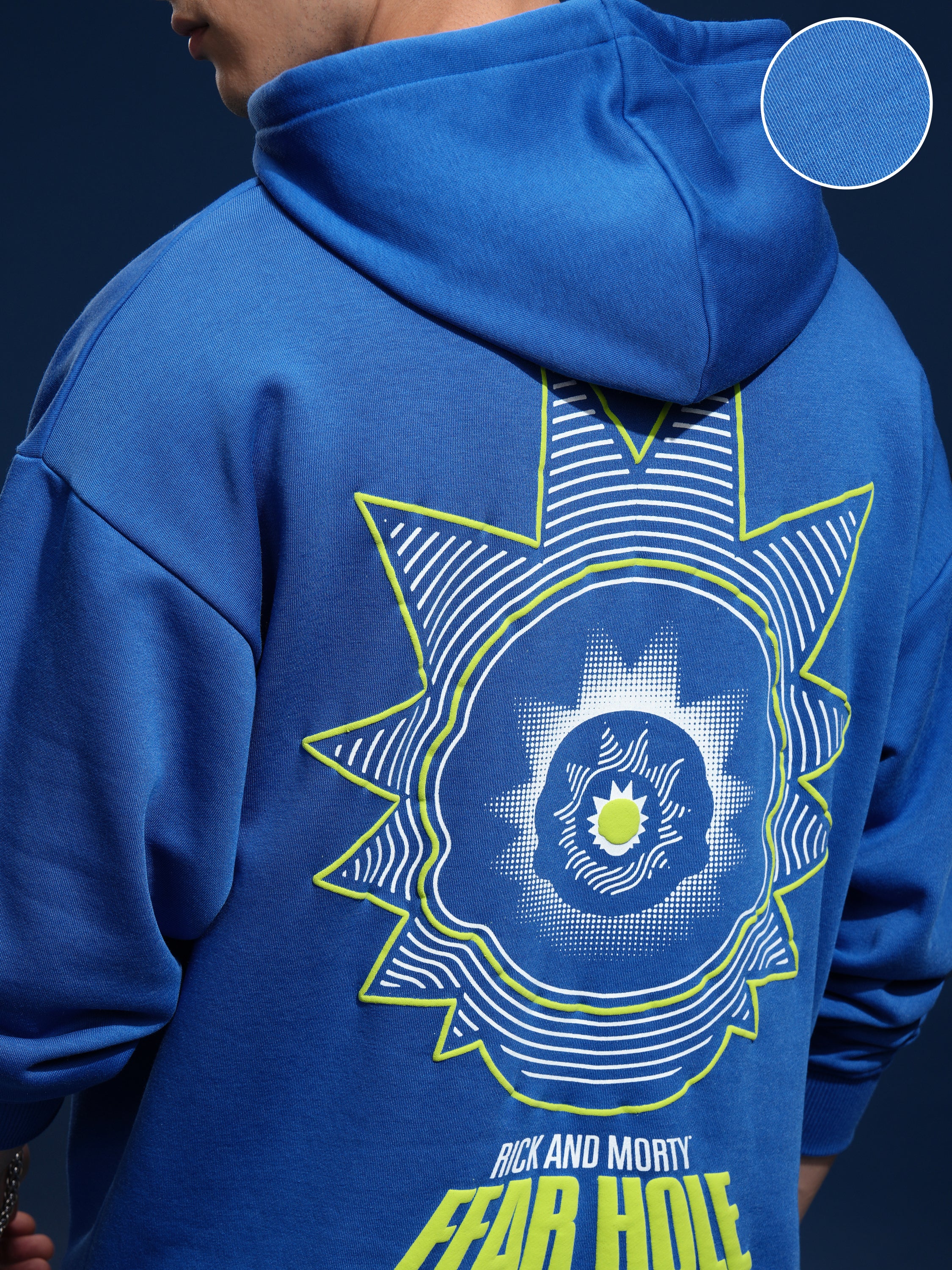 WB By Highlander Men Blue Rick And Morty Hooded Pullover Sweatshirt - Blue - Image 5