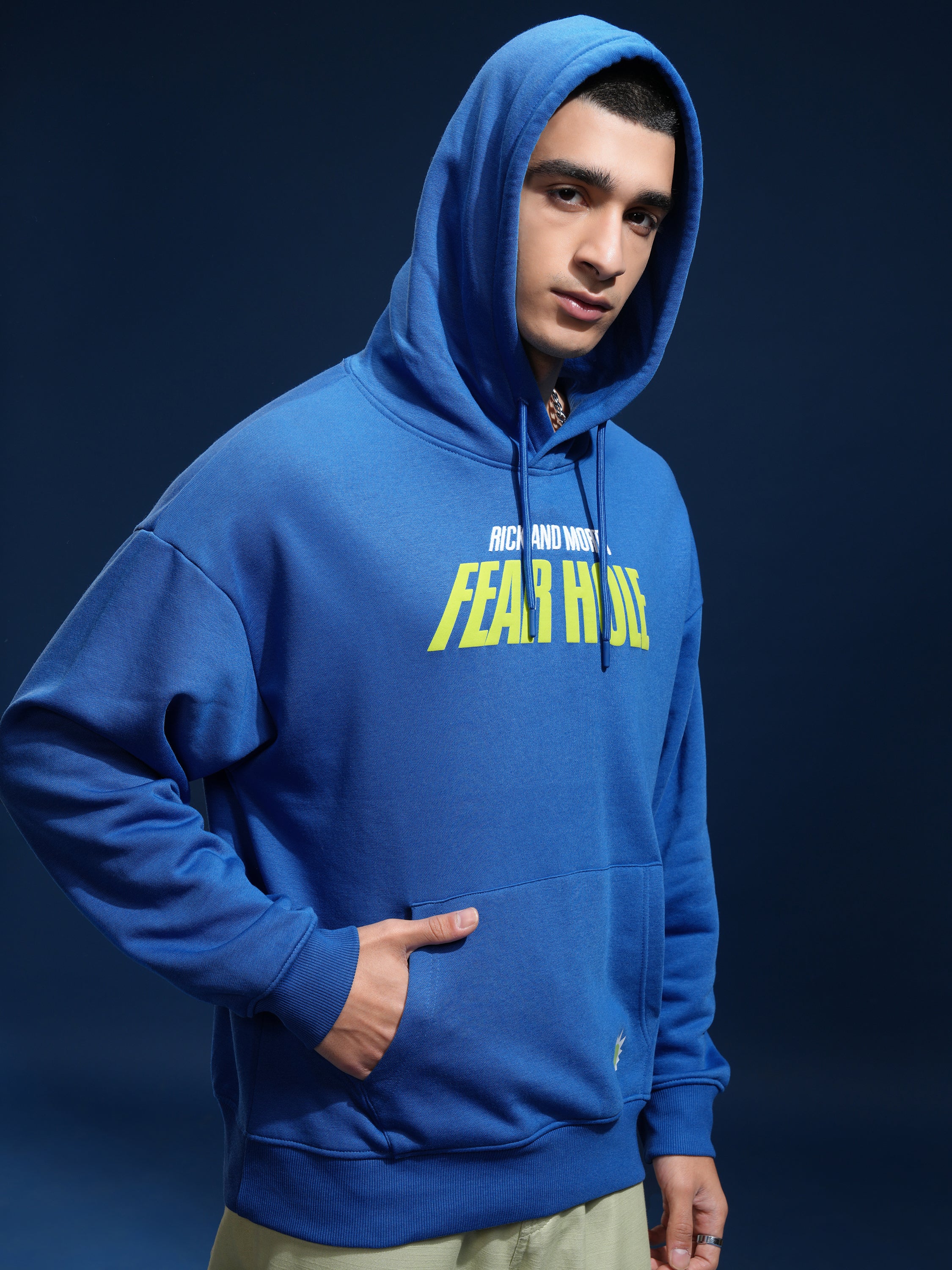 WB By Highlander Men Blue Rick And Morty Hooded Pullover Sweatshirt - Blue - Image 6