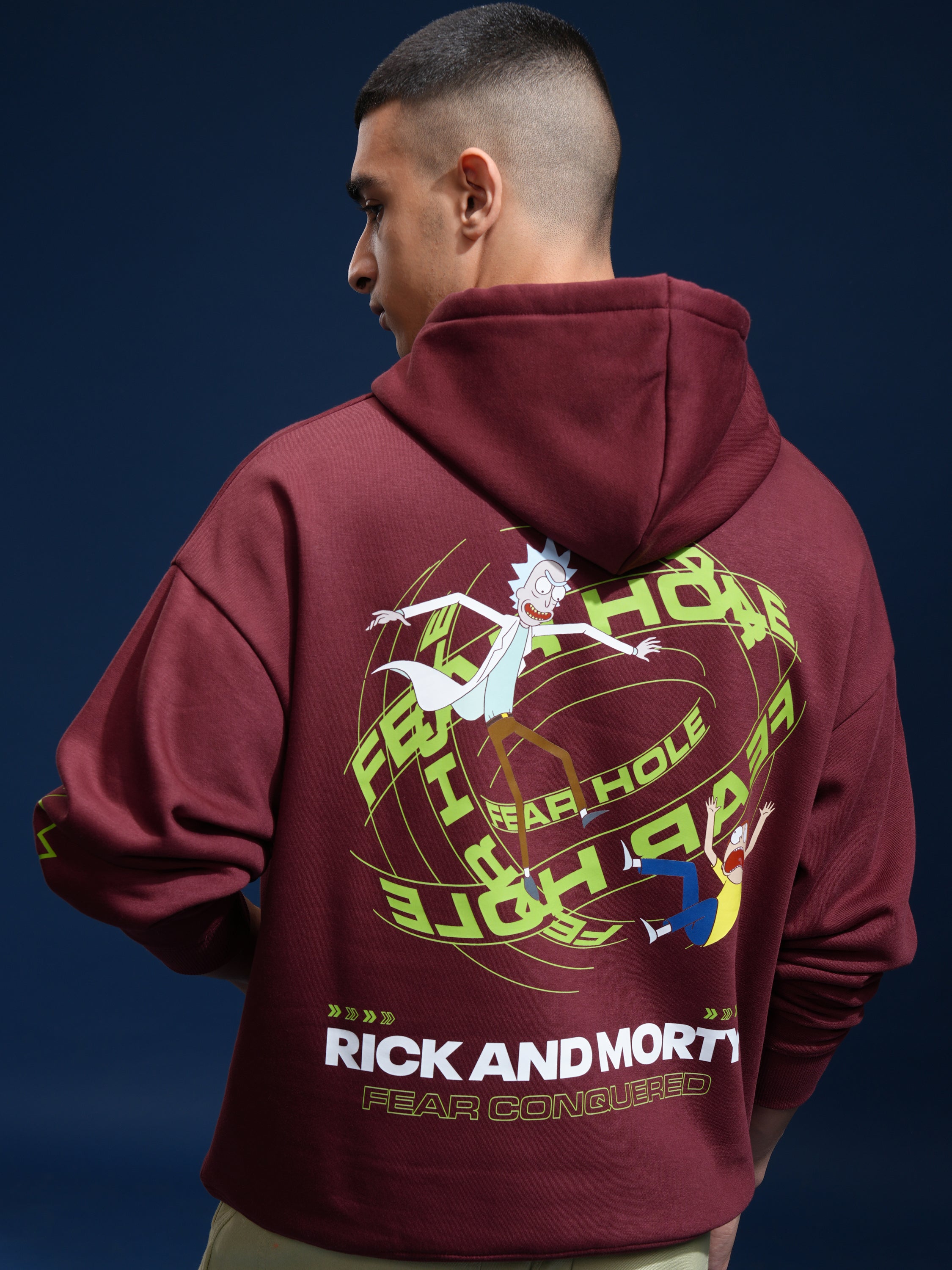 WB By Highlander Men Maroon Rick And Morty Hooded Pullover Sweatshirt - Maroon - Image 1