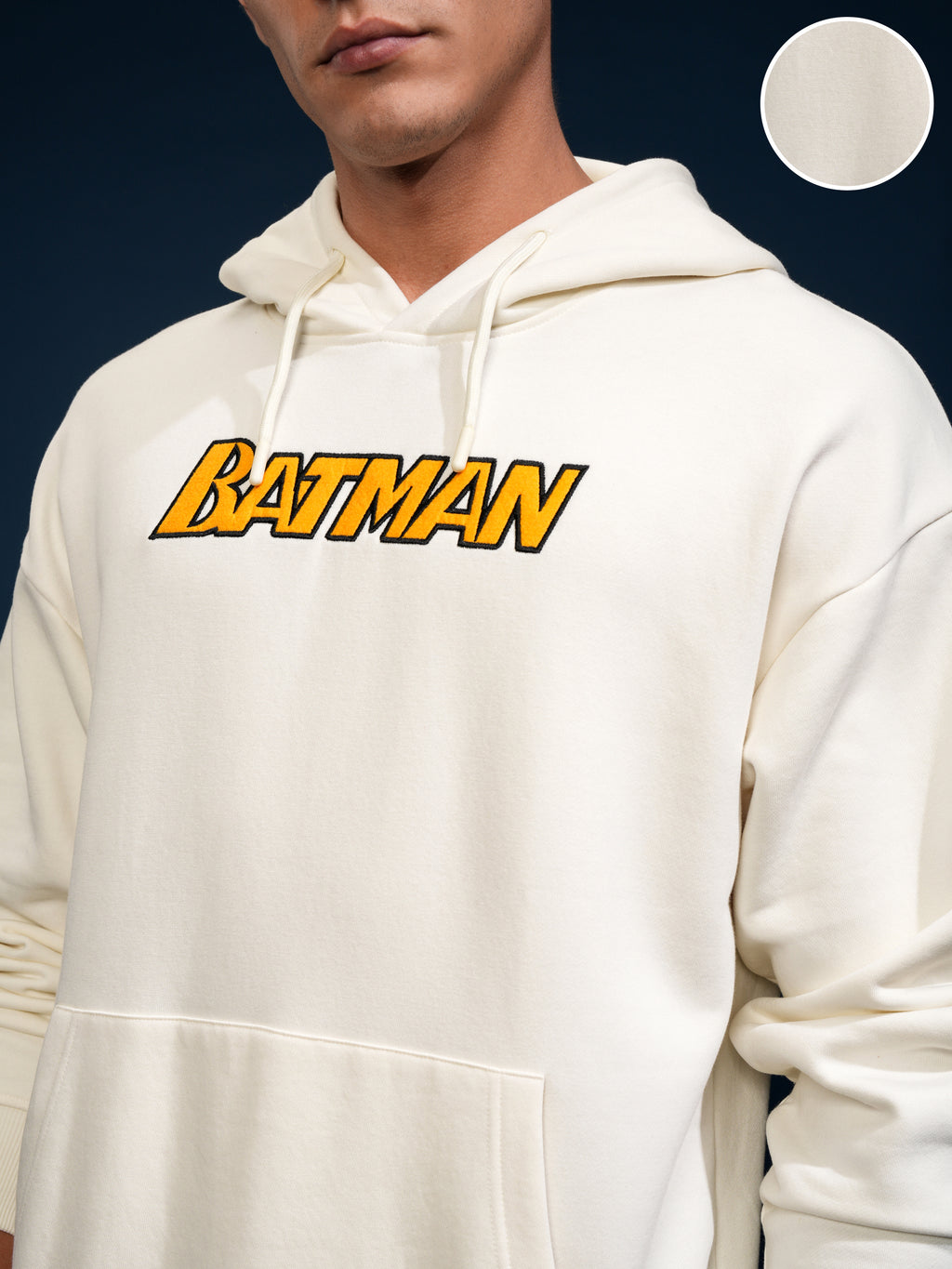 DC By Highlander Men White Batman Hooded Pullover Sweatshirt - White - Image 5