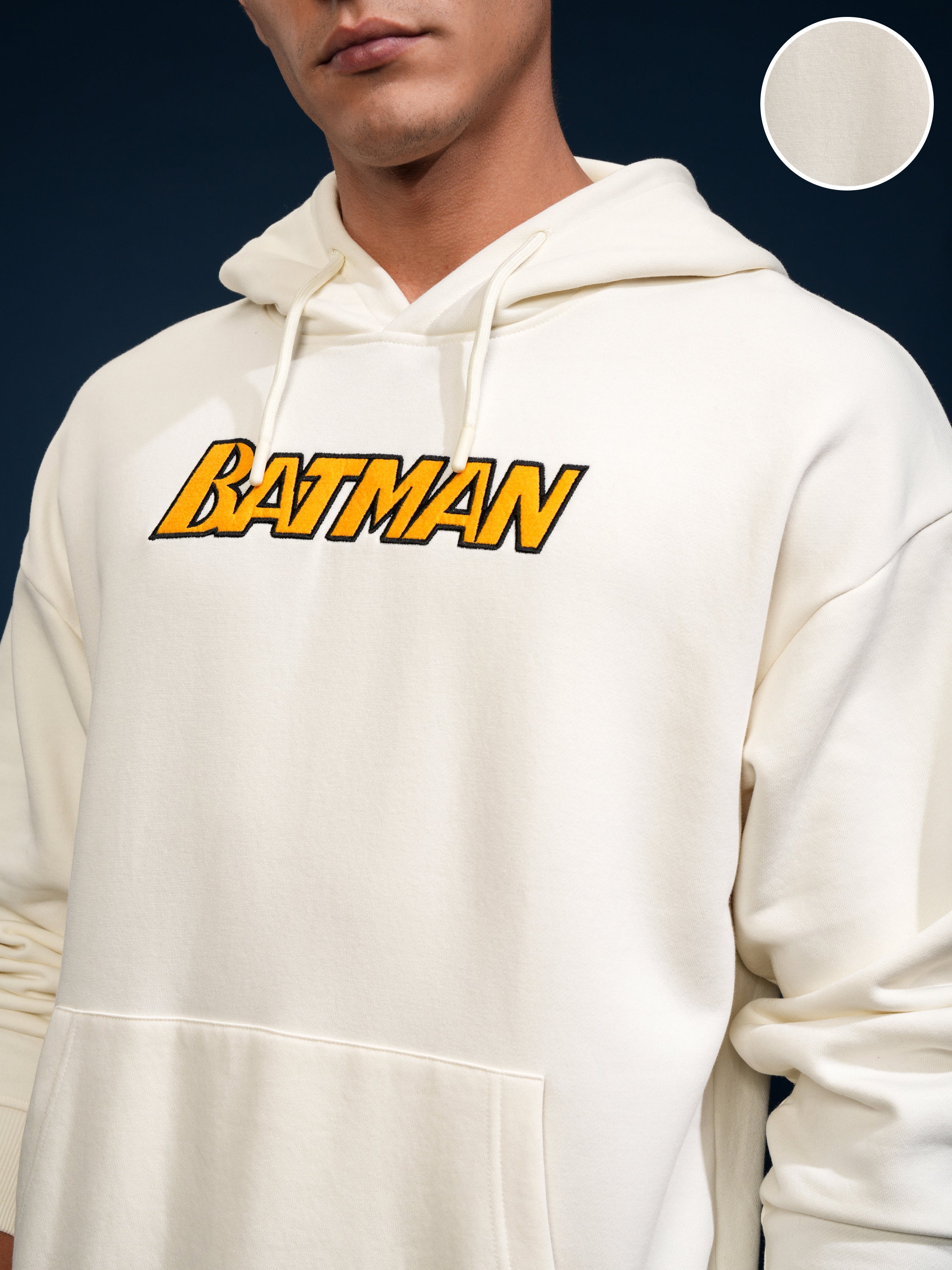 DC By Highlander Men White Batman Hooded Pullover Sweatshirt - White - Image 5