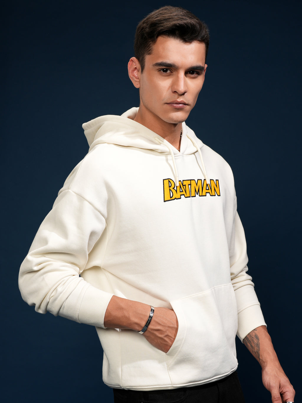 DC By Highlander Men White Batman Hooded Pullover Sweatshirt - White - Image 6