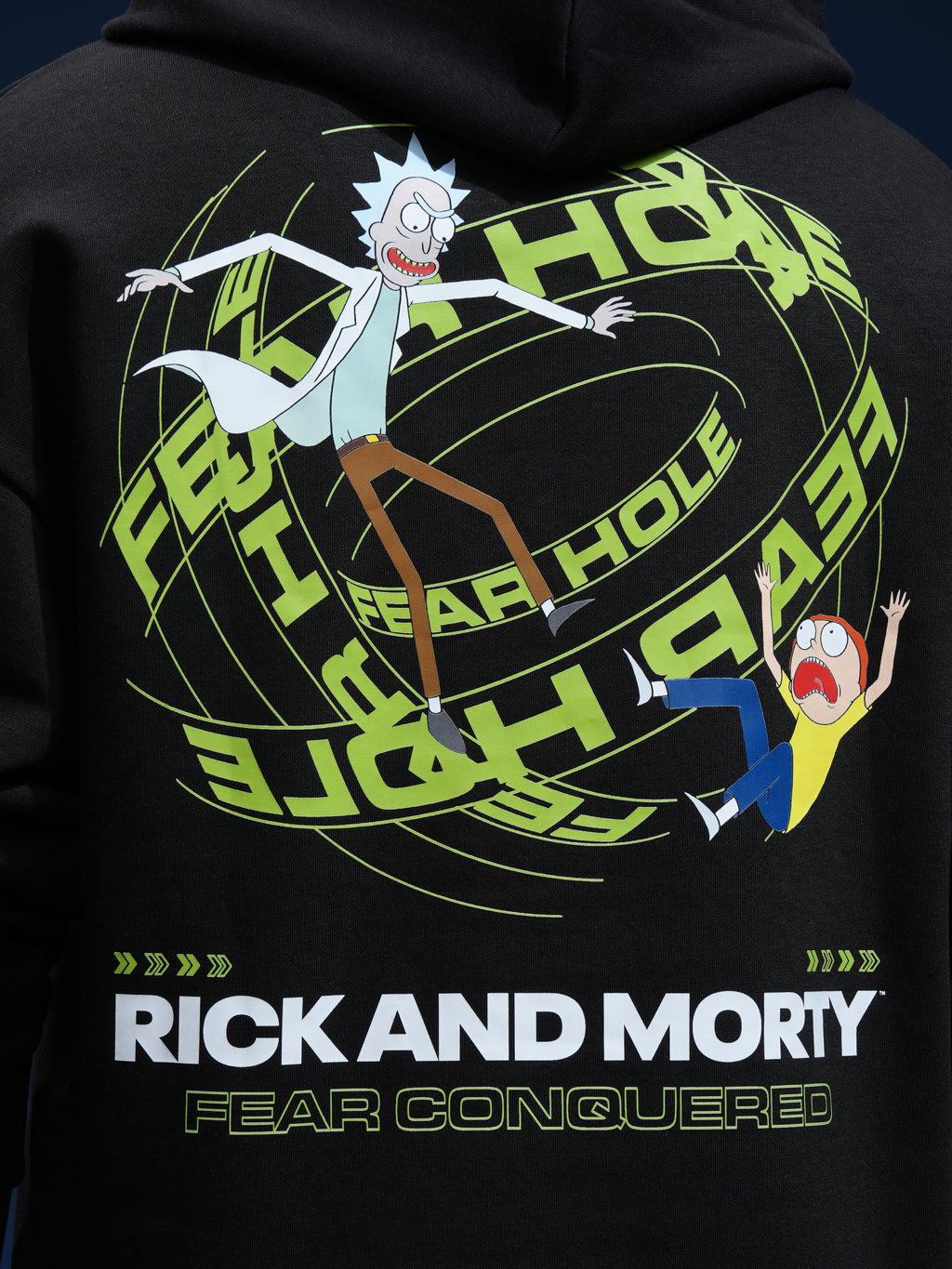 WB By Highlander Men Black Rick And Morty Hooded Pullover Sweatshirt - Black - Image 7