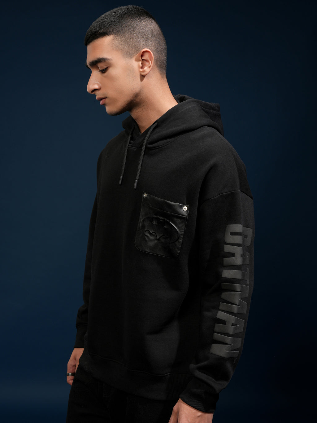 DC By Highlander Men Black Batman Hooded Pullover Sweatshirt - Black - Image 4