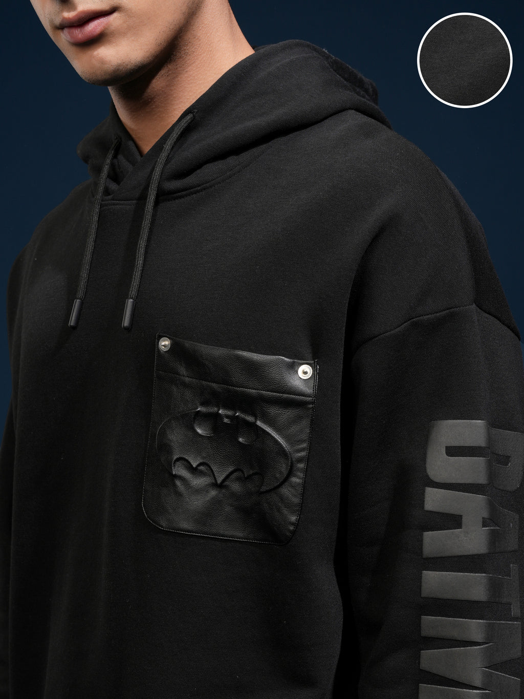DC By Highlander Men Black Batman Hooded Pullover Sweatshirt - Black - Image 5
