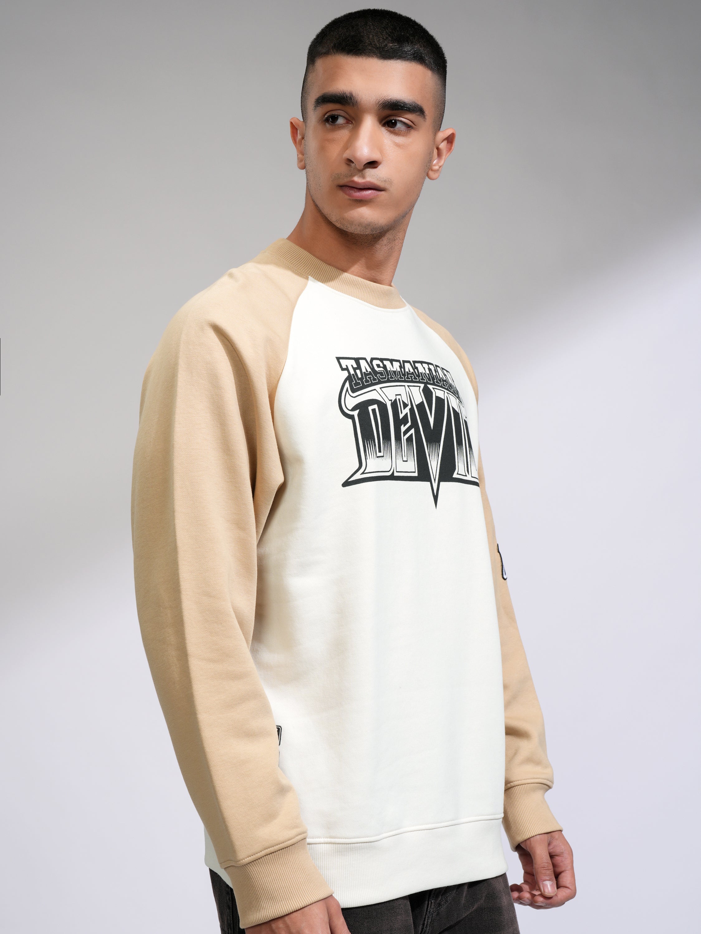 WB By Highlander Men White Looney Tunes Round Neck Pullover Sweatshirt - White - Image 6