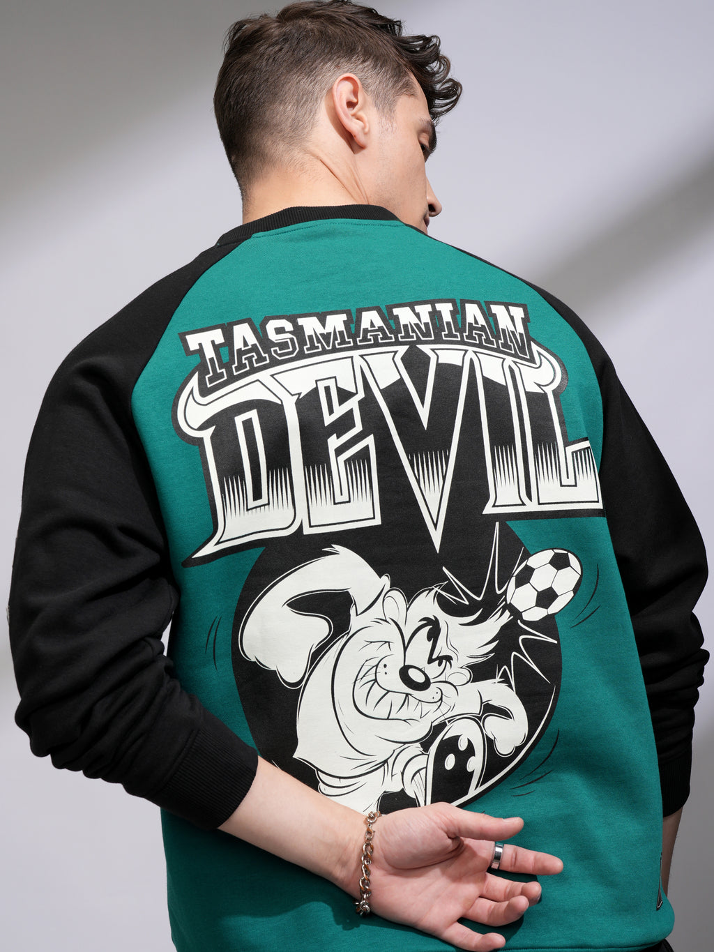 WB By Highlander Men Green Looney Tunes Round Neck Pullover Sweatshirt - Green - Image 1