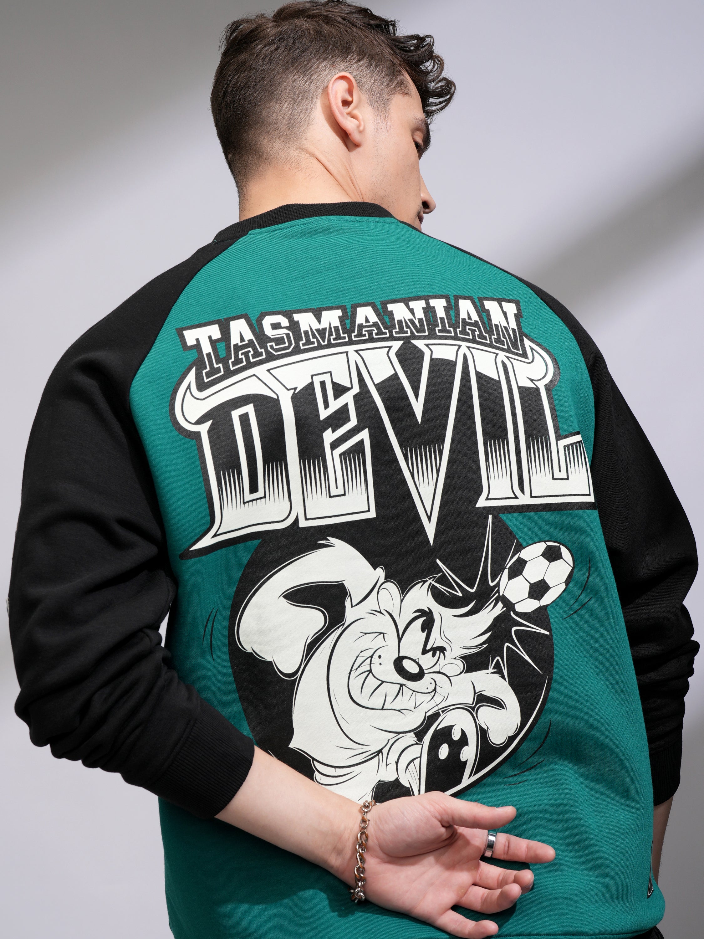 WB By Highlander Men Green Looney Tunes Round Neck Pullover Sweatshirt - Green - Image 1