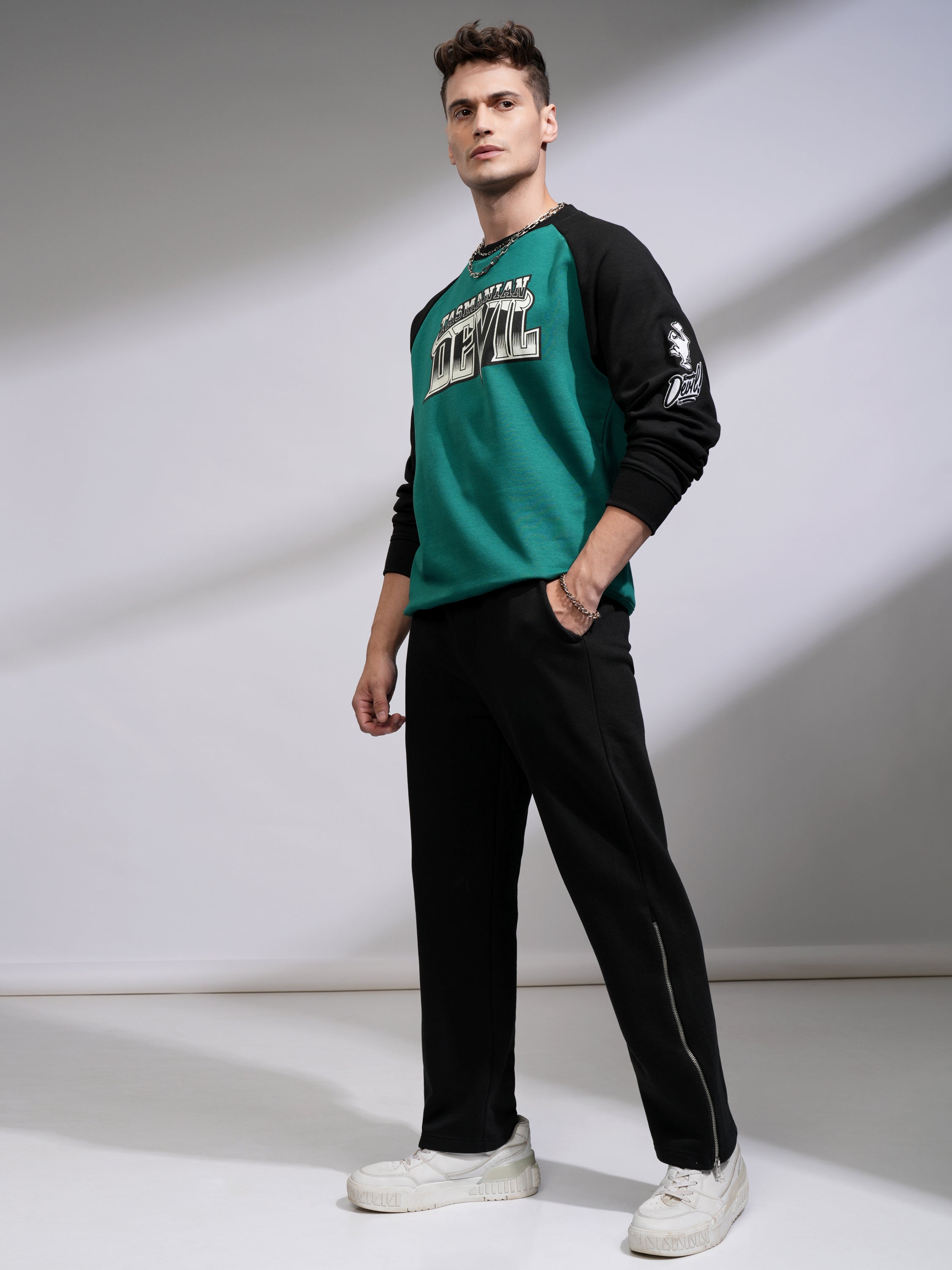 WB By Highlander Men Green Looney Tunes Round Neck Pullover Sweatshirt - Green - Image 2
