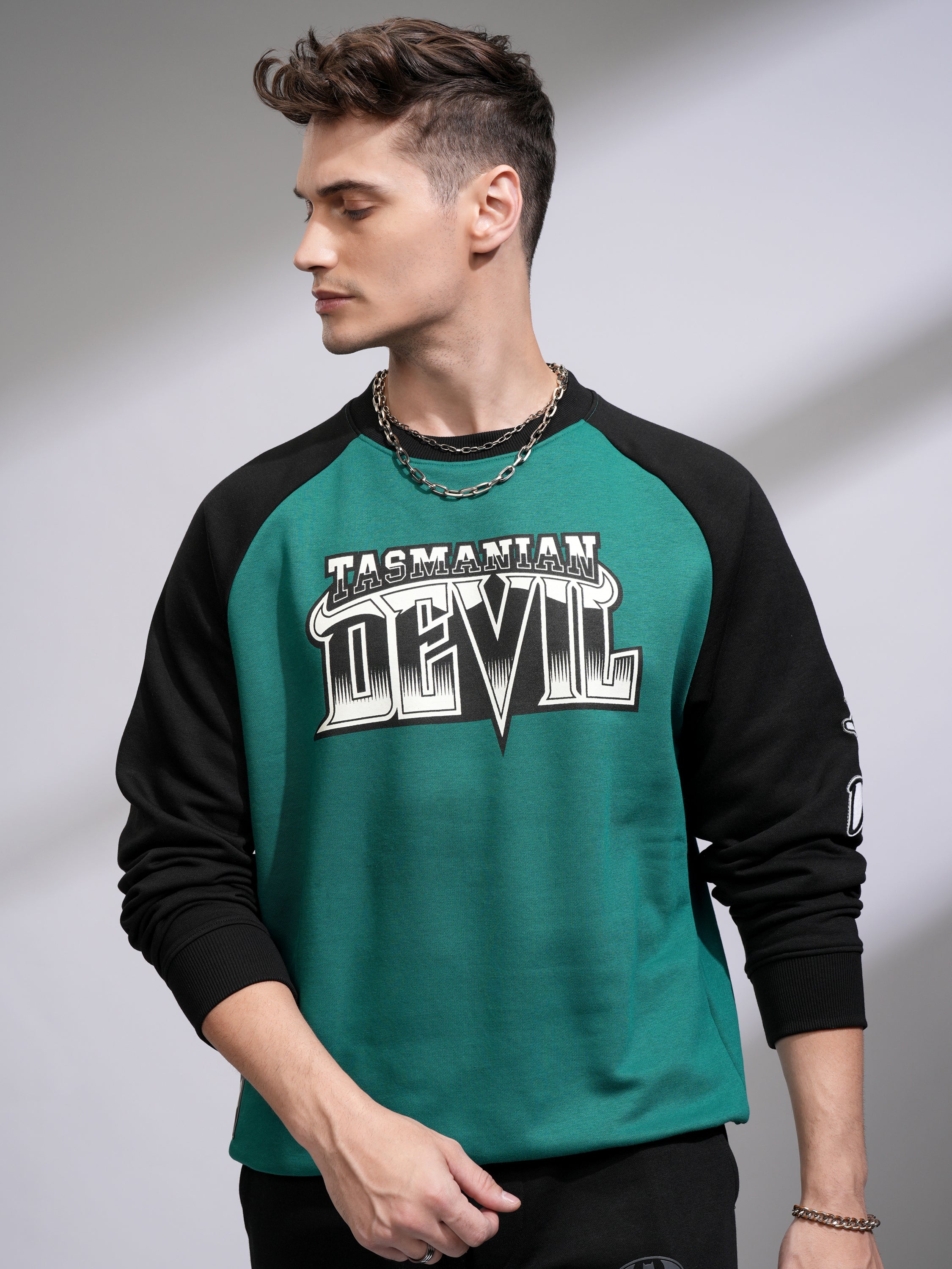 WB By Highlander Men Green Looney Tunes Round Neck Pullover Sweatshirt - Green - Image 3
