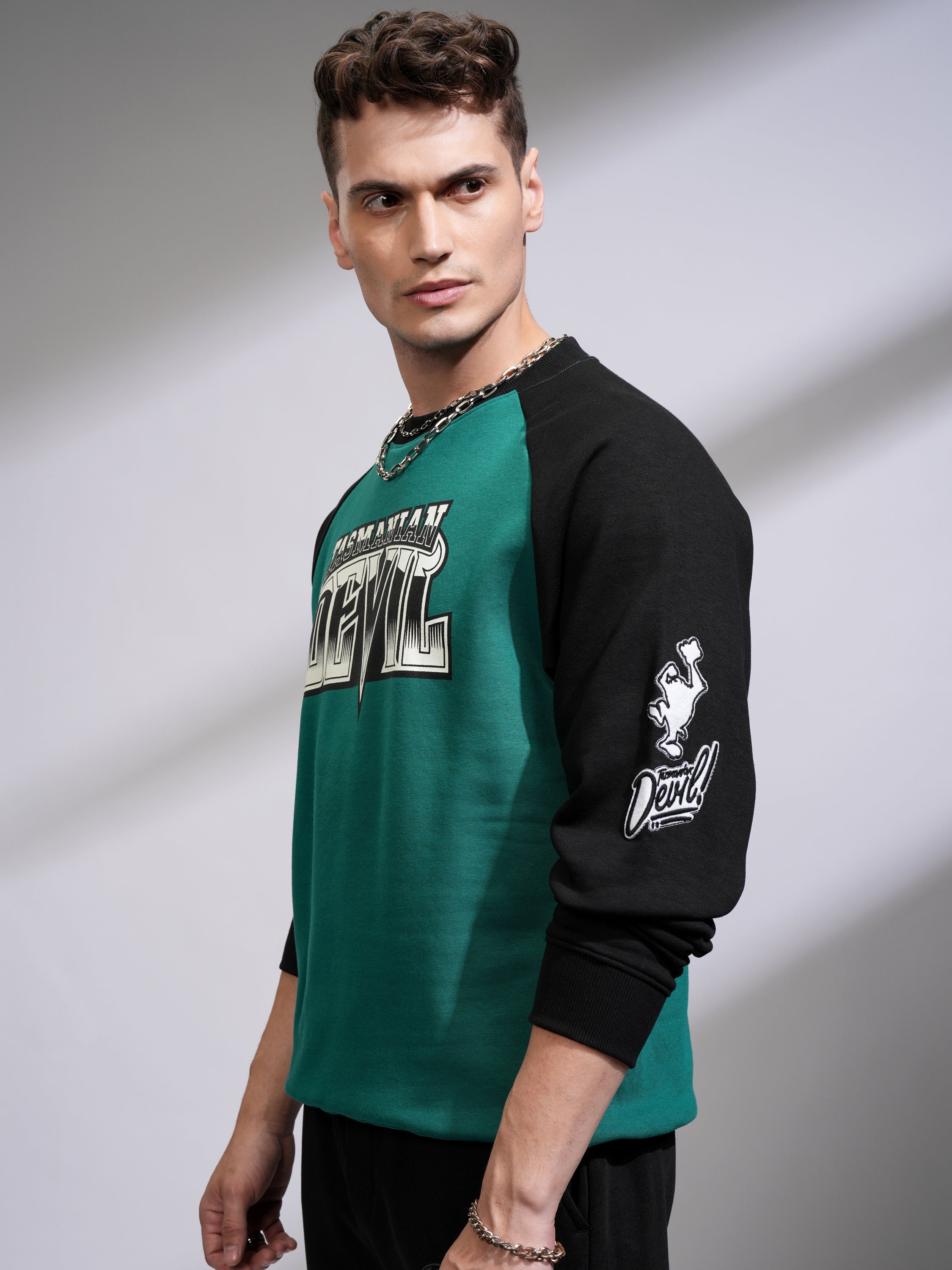 WB By Highlander Men Green Looney Tunes Round Neck Pullover Sweatshirt - Green - Image 4