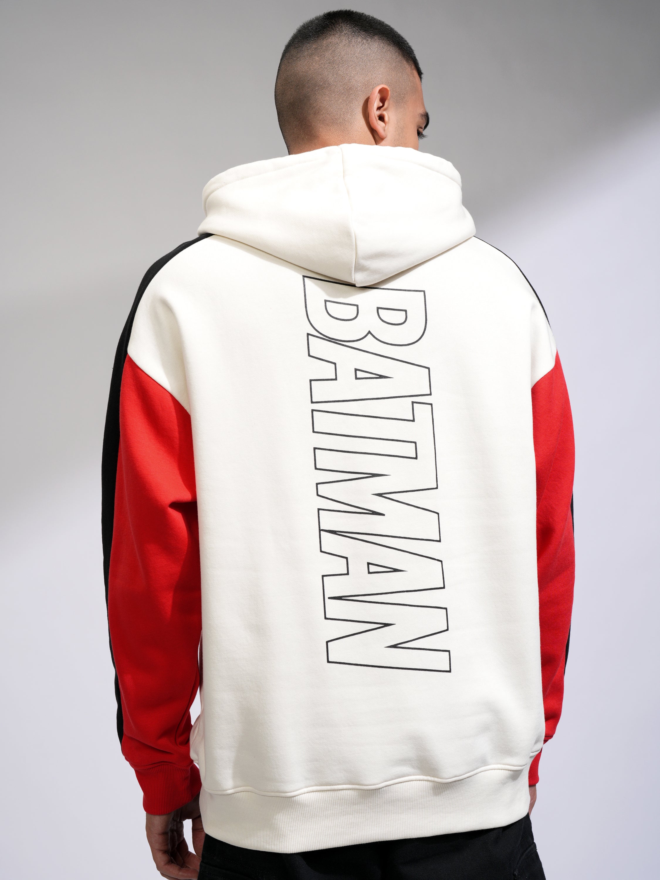 DC By Highlander Men White Batman Hooded Pullover Sweatshirt - White - Image 3