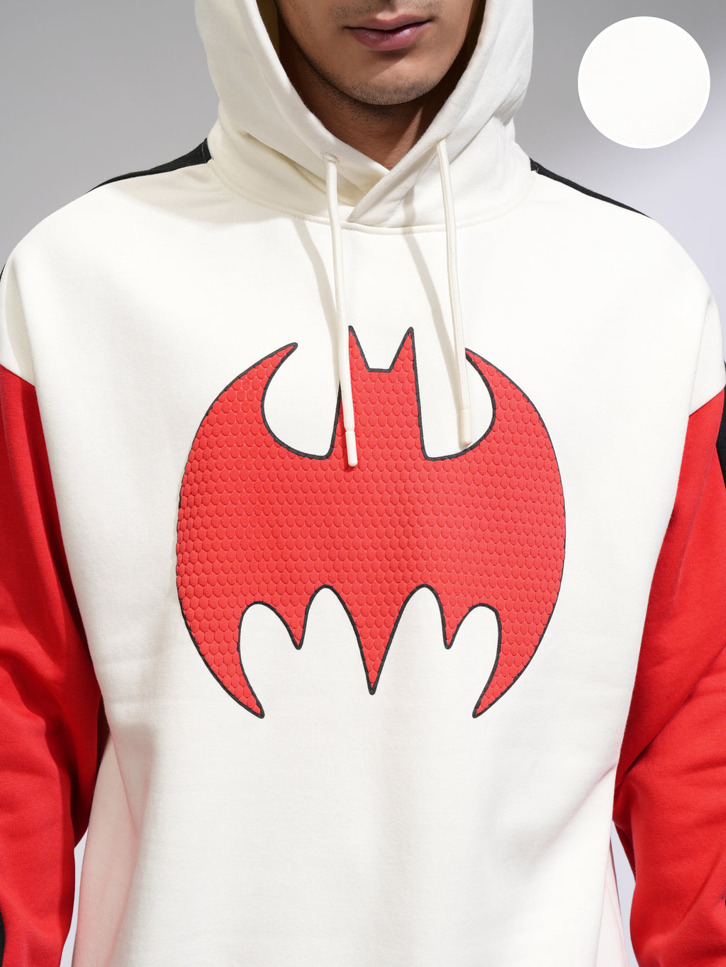 DC By Highlander Men White Batman Hooded Pullover Sweatshirt - White - Image 5