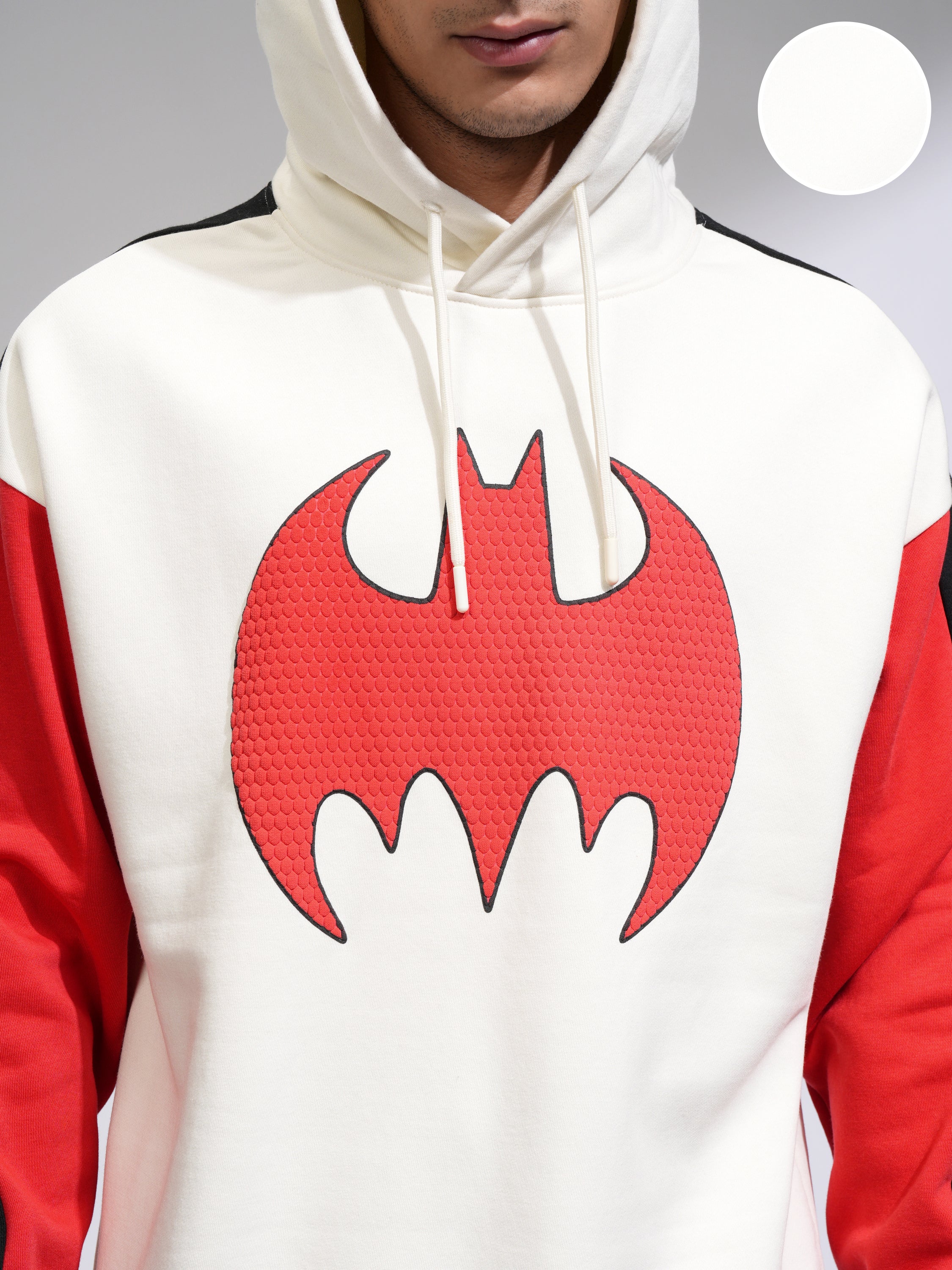 DC By Highlander Men White Batman Hooded Pullover Sweatshirt - White - Image 5
