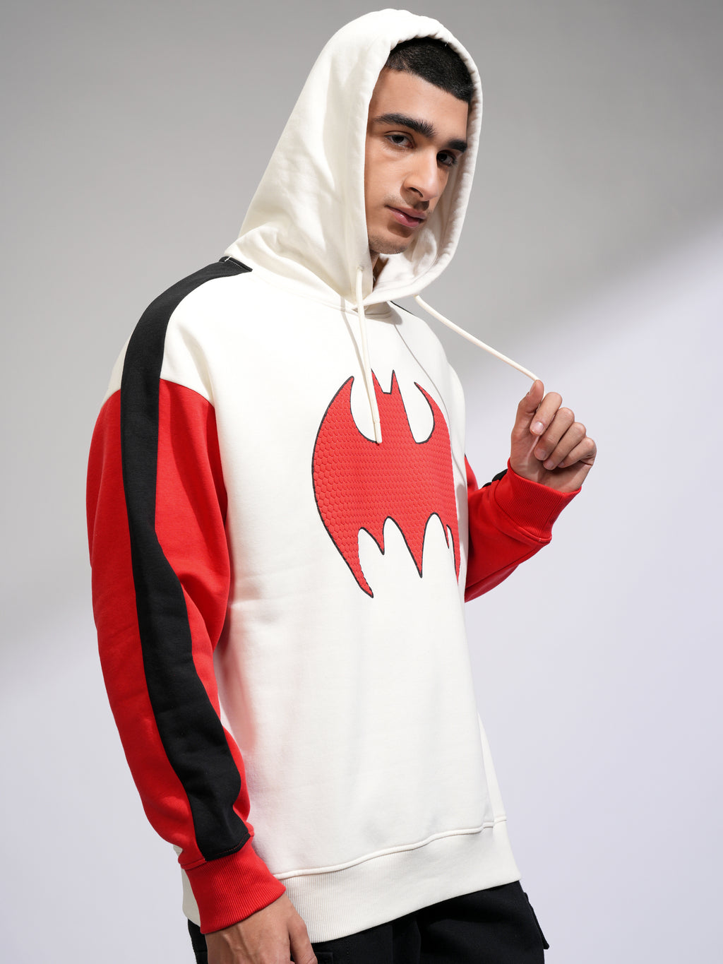 DC By Highlander Men White Batman Hooded Pullover Sweatshirt - White - Image 6