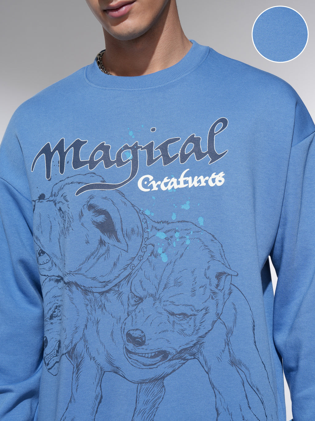 WB By Highlander Men Blue Harry Potter Round Neck Pullover Sweatshirt - Blue - Image 5
