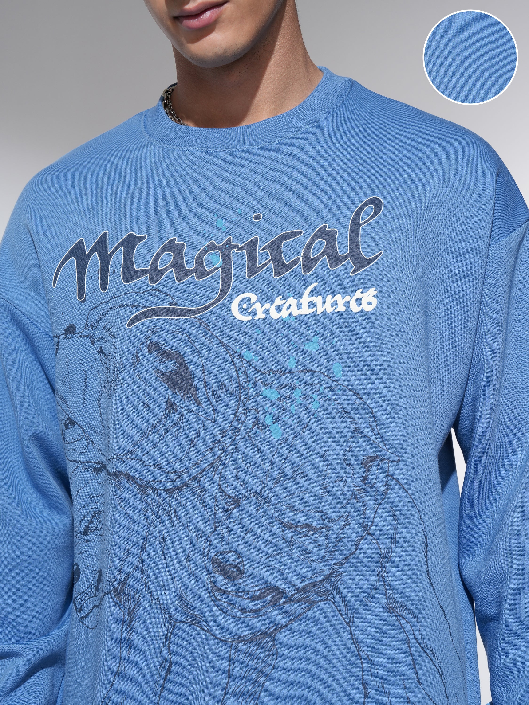 WB By Highlander Men Blue Harry Potter Round Neck Pullover Sweatshirt - Blue - Image 5