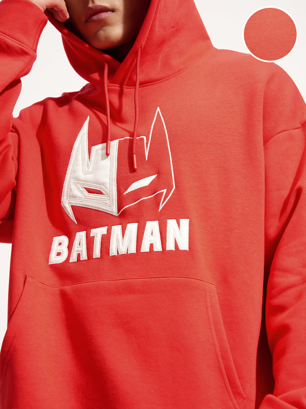 DC By Highlander Men Red Batman Hooded Pullover Sweatshirt - Red - Image 5