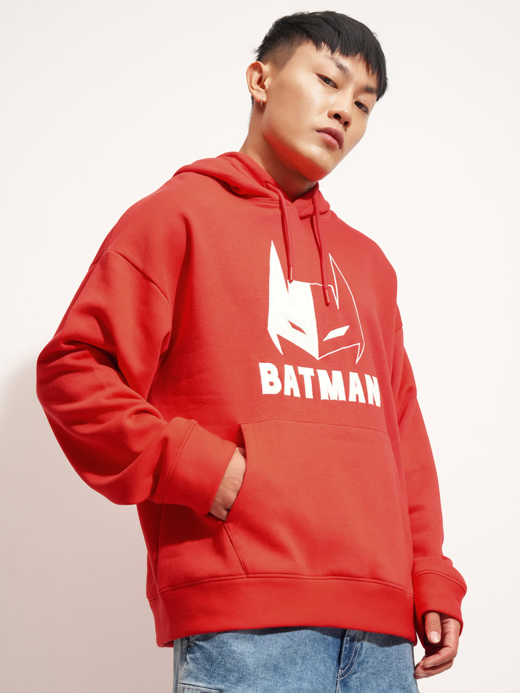DC By Highlander Men Red Batman Hooded Pullover Sweatshirt - Red - Image 6