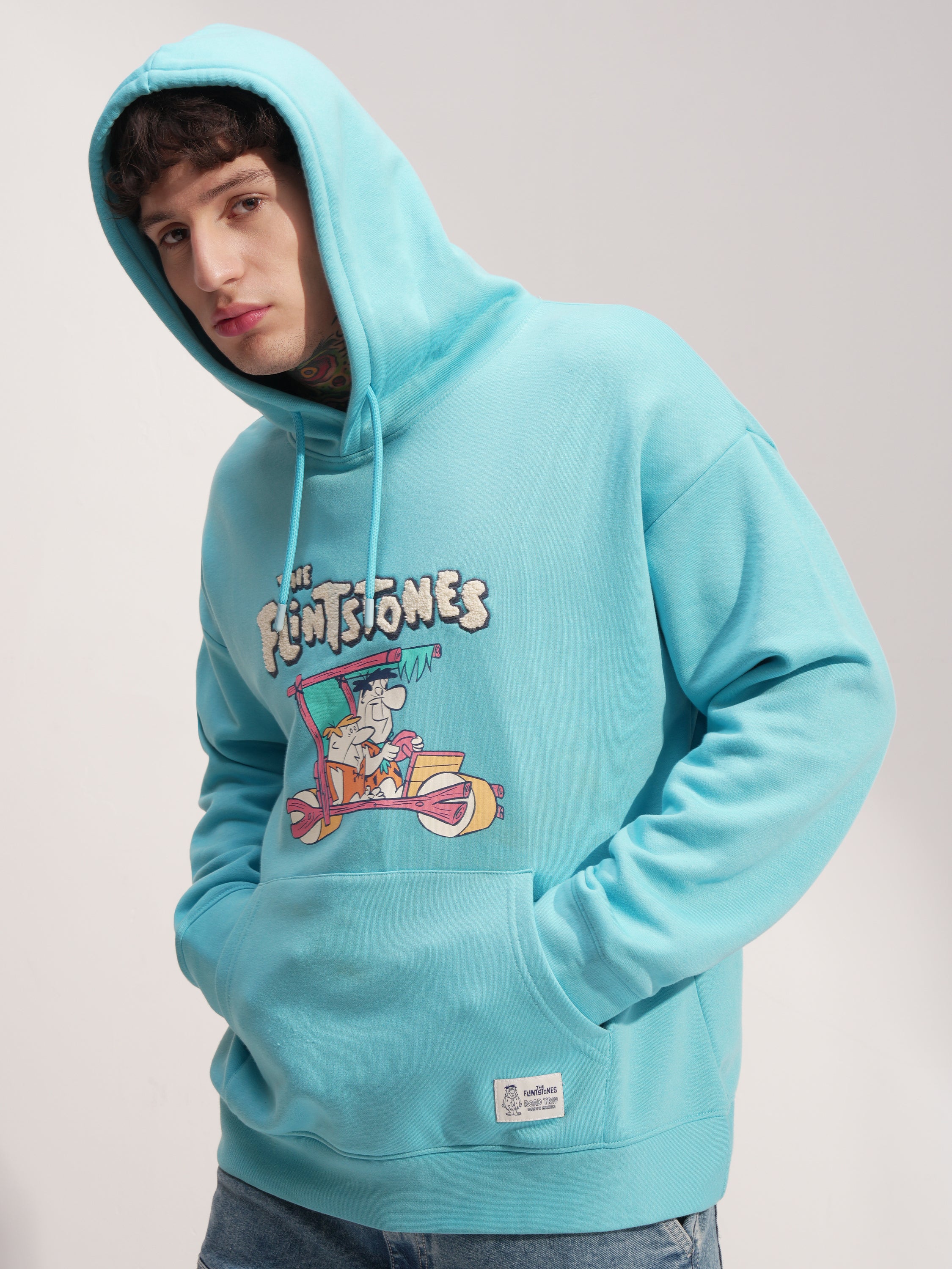 WB By Highlander Men Blue Flingstone Hooded Pullover Sweatshirt - Blue - Image 4