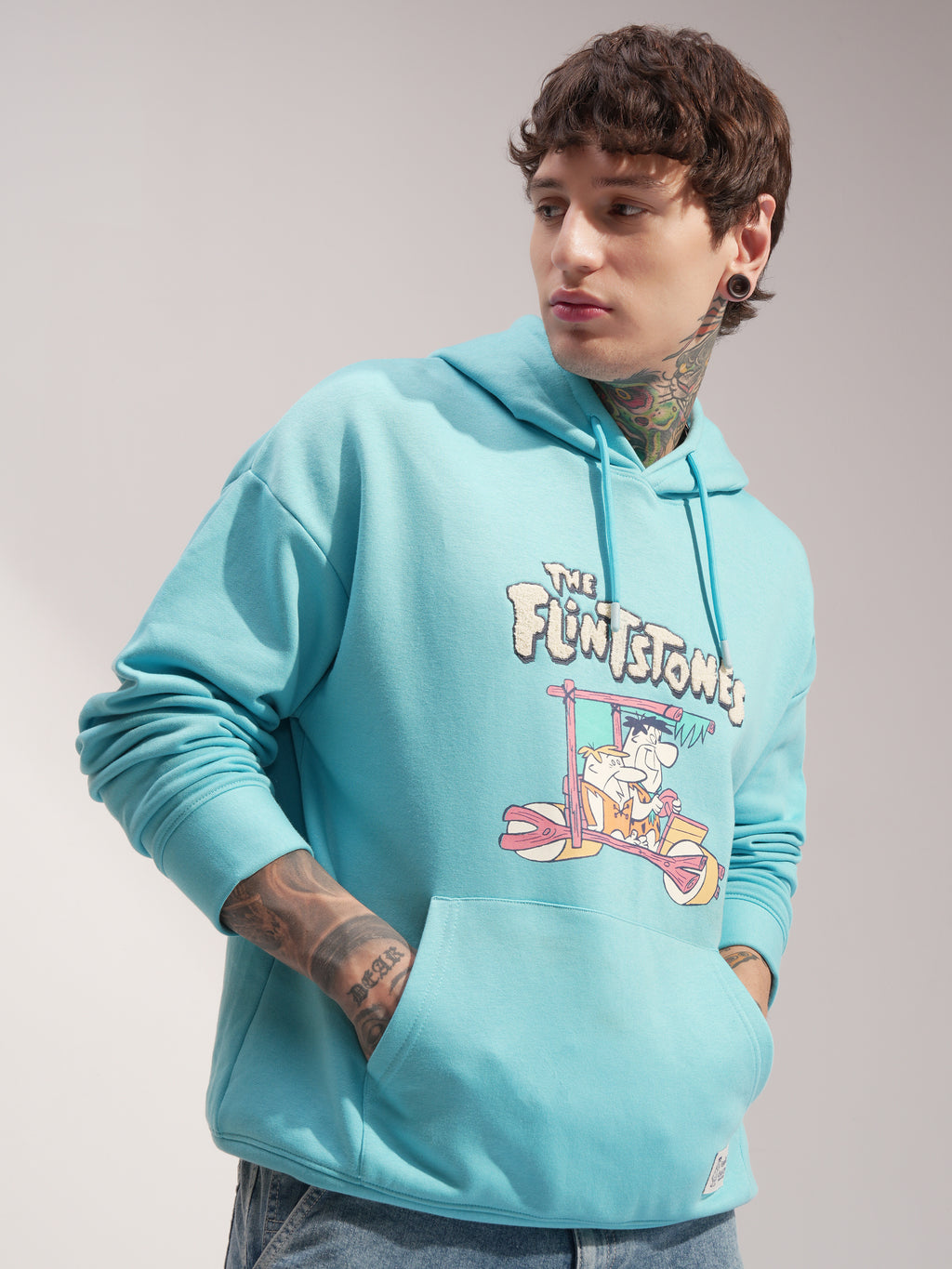 WB By Highlander Men Blue Flingstone Hooded Pullover Sweatshirt - Blue - Image 6