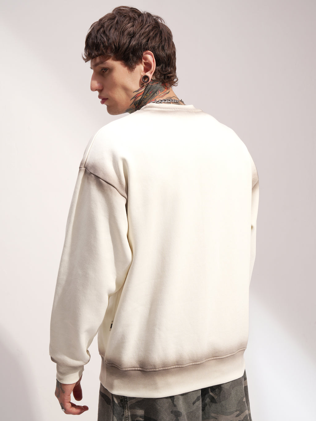 DC By Highlander Men Off White Batman Round Neck Pullover Sweatshirt - Off White - Image 3