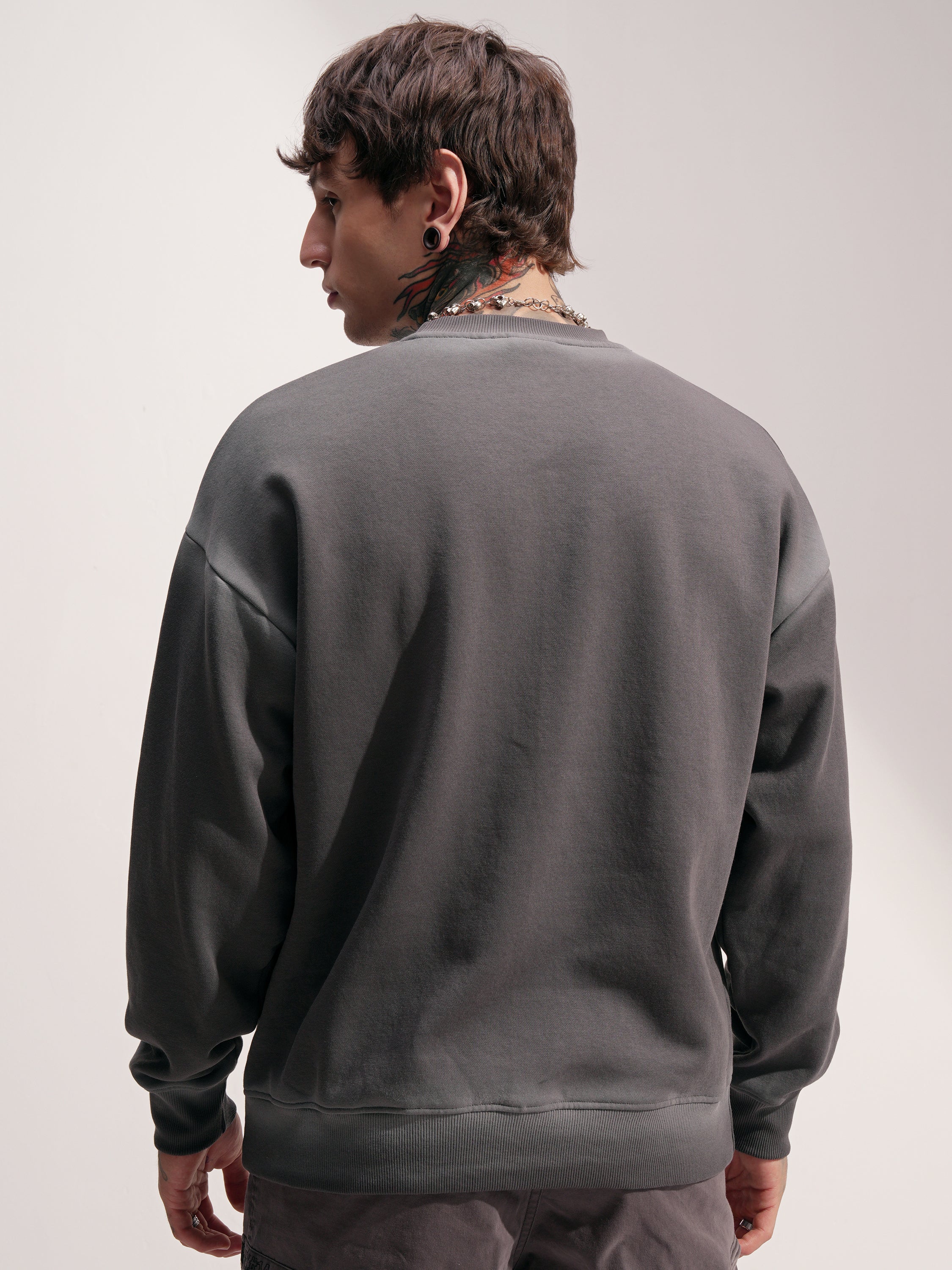 DC By Highlander Men Grey Batman Round Neck Pullover Sweatshirt - Grey - Image 3