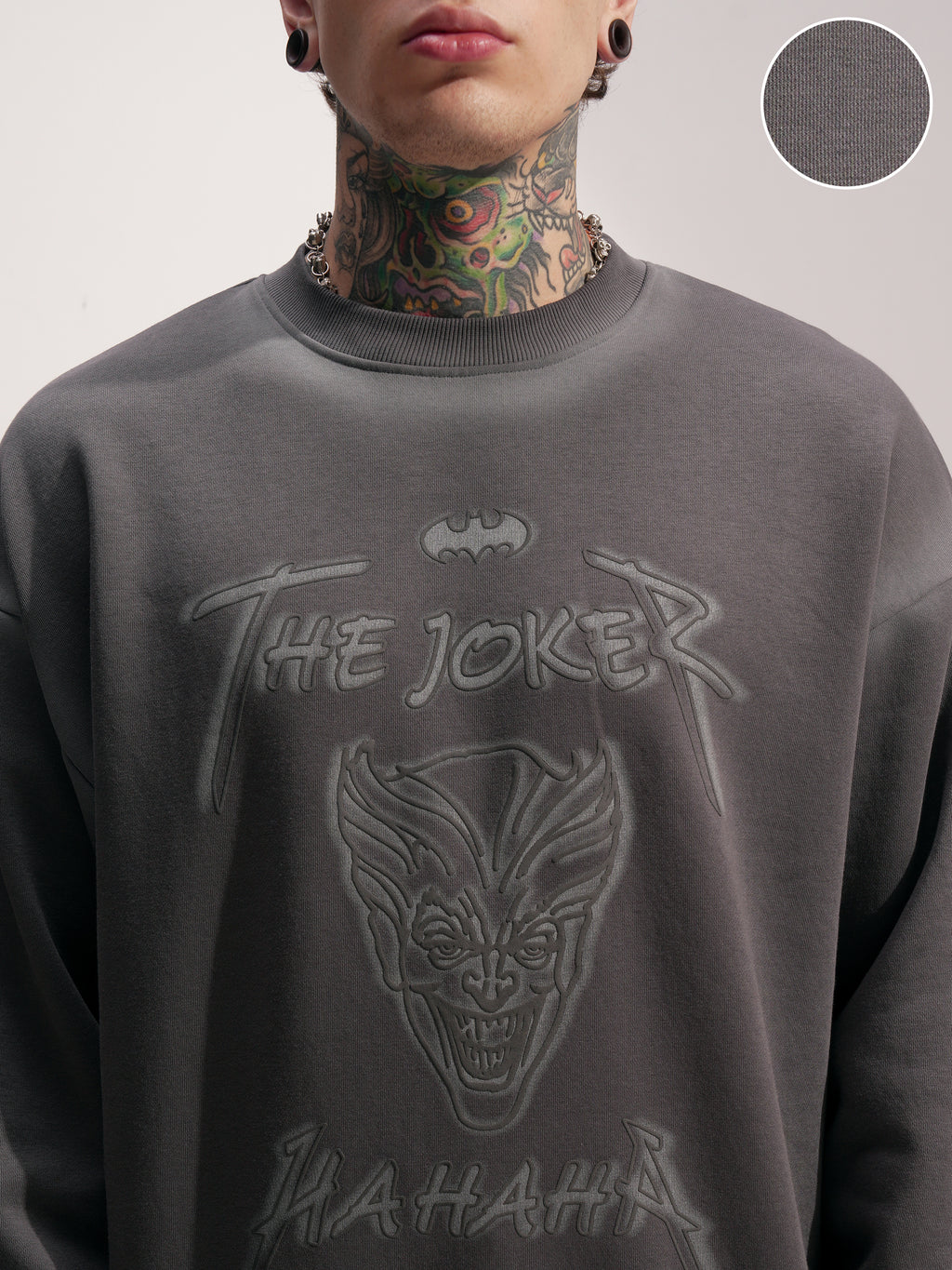 DC By Highlander Men Grey Batman Round Neck Pullover Sweatshirt - Grey - Image 5