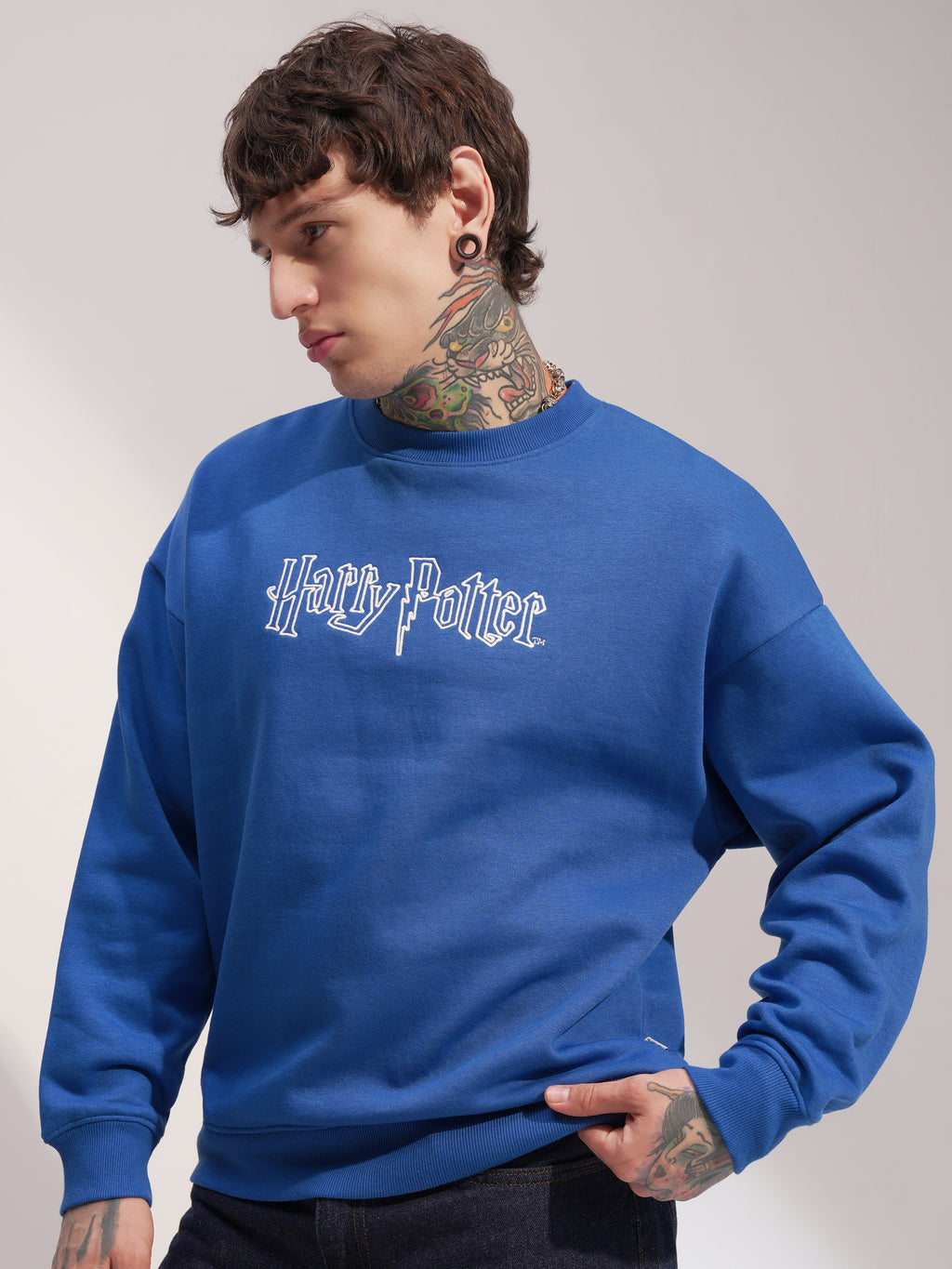 WB By Highlander Men Blue Harry Potter Round Neck Pullover Sweatshirt - Blue - Image 4
