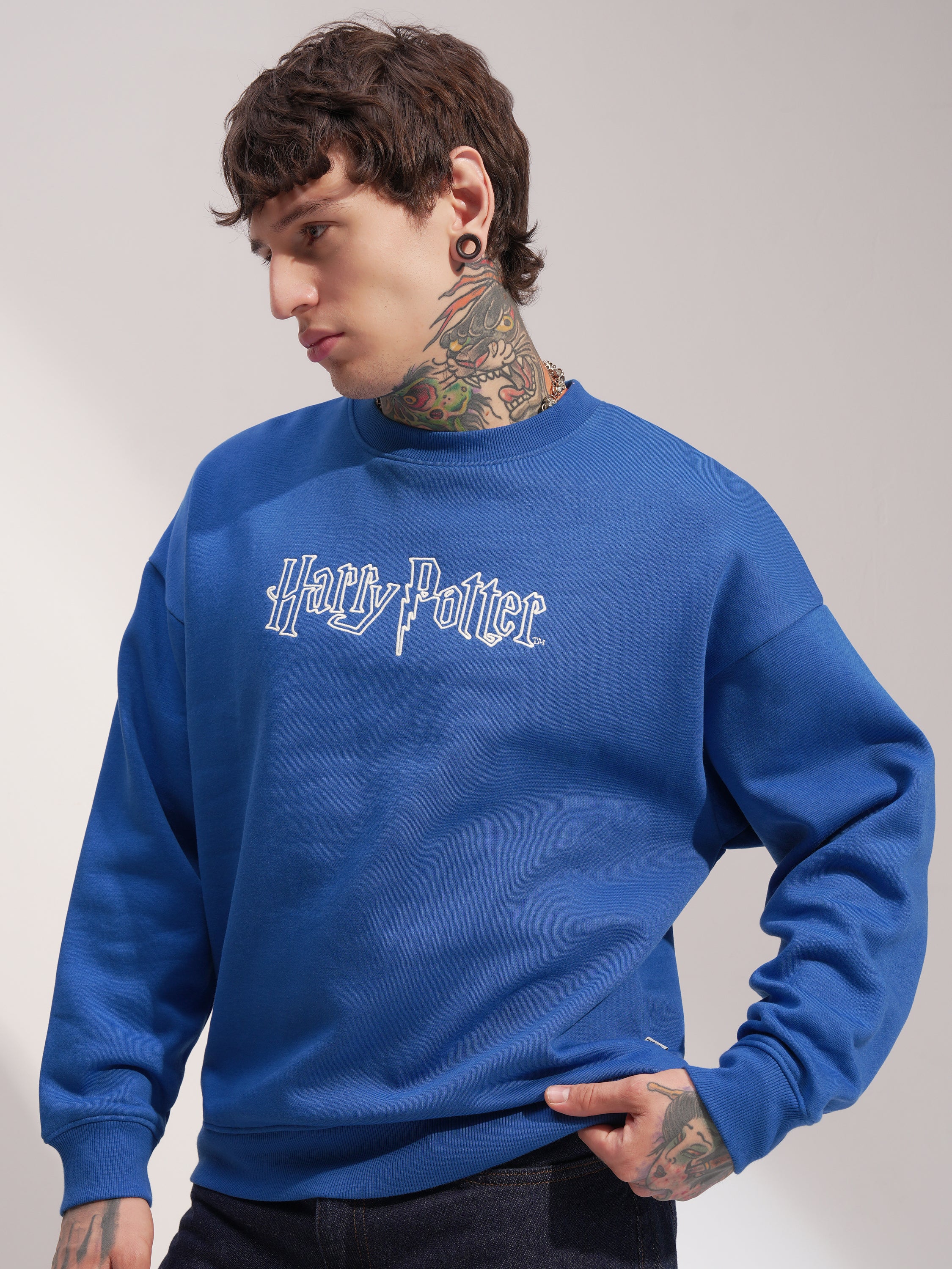WB By Highlander Men Blue Harry Potter Round Neck Pullover Sweatshirt - Blue - Image 4