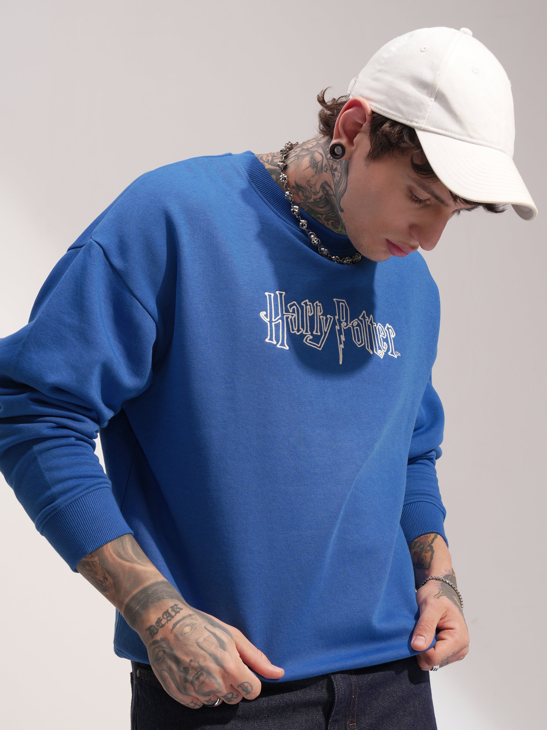 WB By Highlander Men Blue Harry Potter Round Neck Pullover Sweatshirt - Blue - Image 6