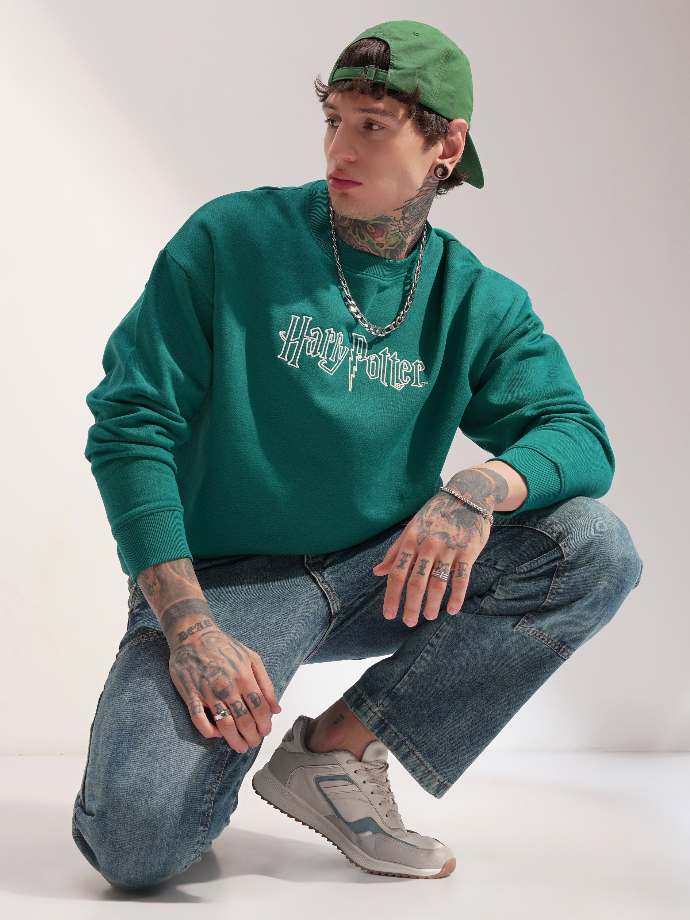 WB By Highlander Men Green Harry Potter Round Neck Pullover Sweatshirt - Green - Image 2