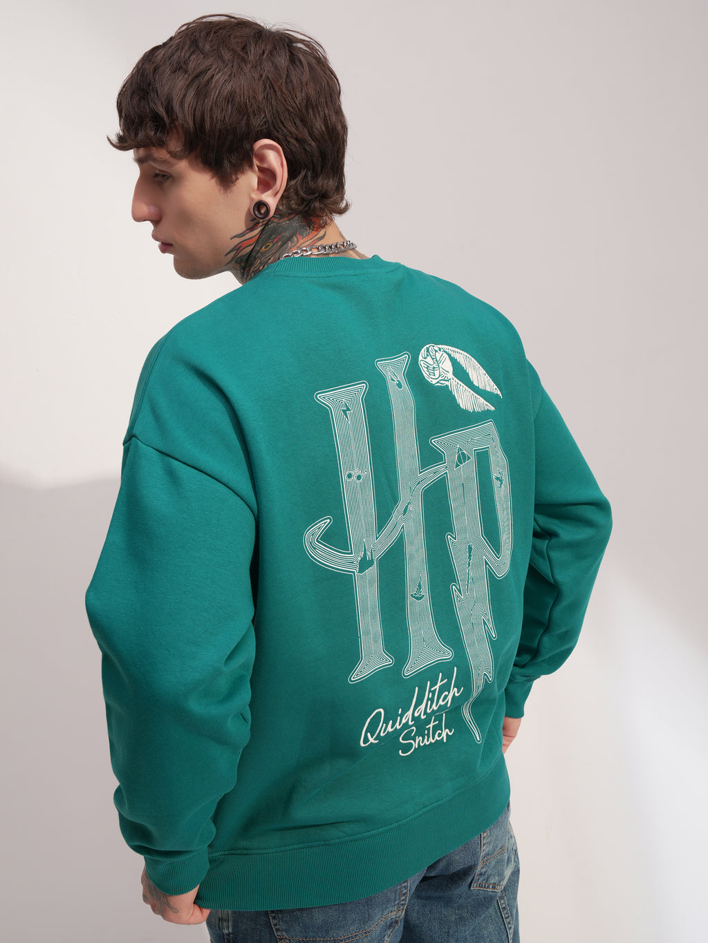 WB By Highlander Men Green Harry Potter Round Neck Pullover Sweatshirt - Green - Image 3