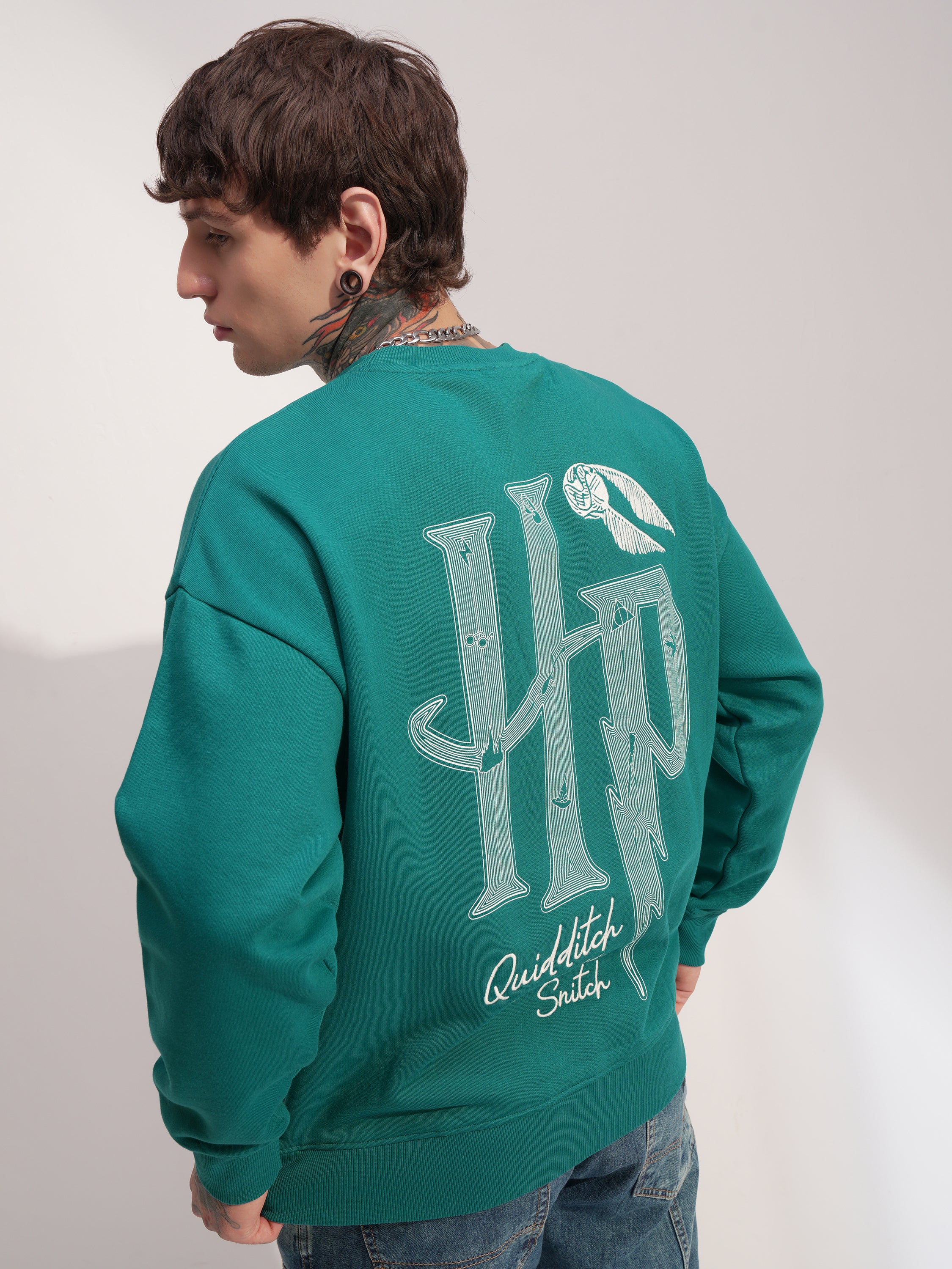WB By Highlander Men Green Harry Potter Round Neck Pullover Sweatshirt - Green - Image 3