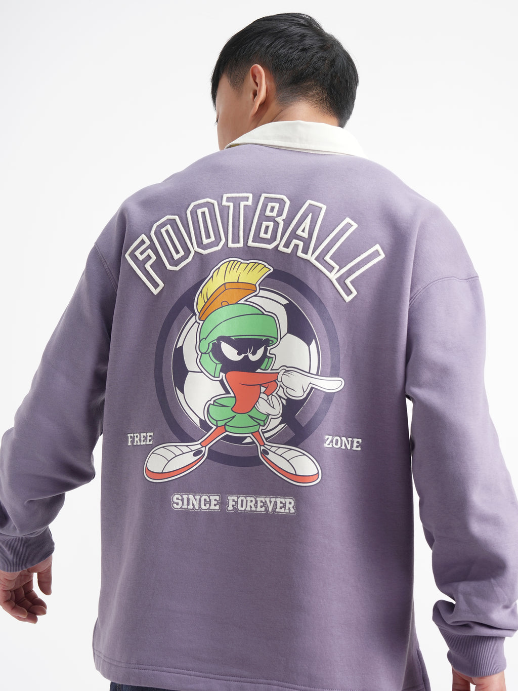 WB By Highlander Men Purple Looney Tunes Shirt Collar Pullover Sweatshirt - Purple - Image 1