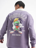 WB By Highlander Men Purple Looney Tunes Shirt Collar Pullover Sweatshirt - Purple - Image 1