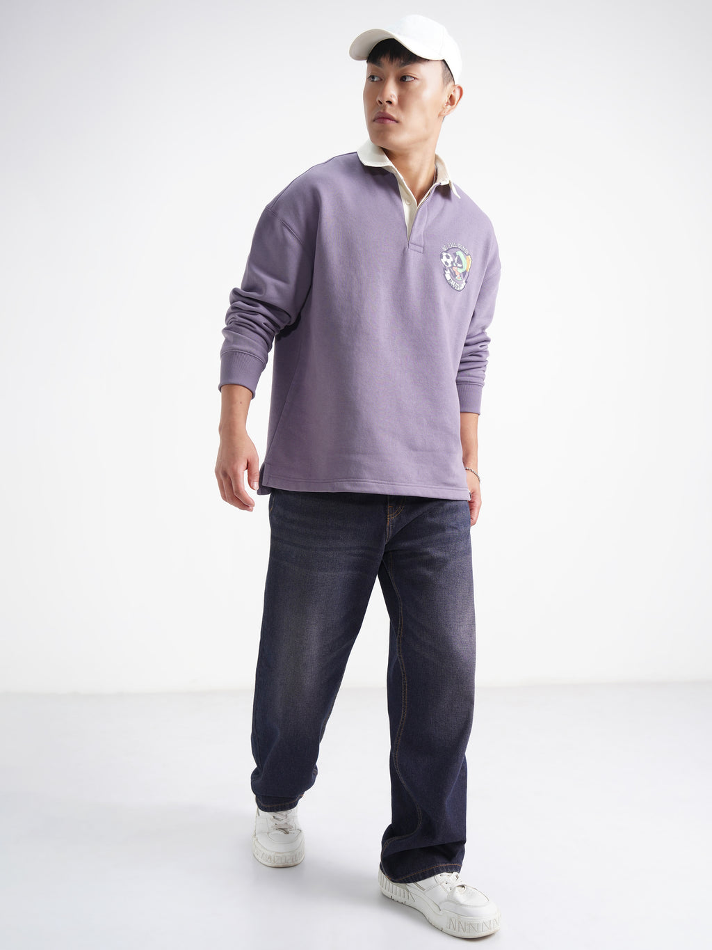 WB By Highlander Men Purple Looney Tunes Shirt Collar Pullover Sweatshirt - Purple - Image 2