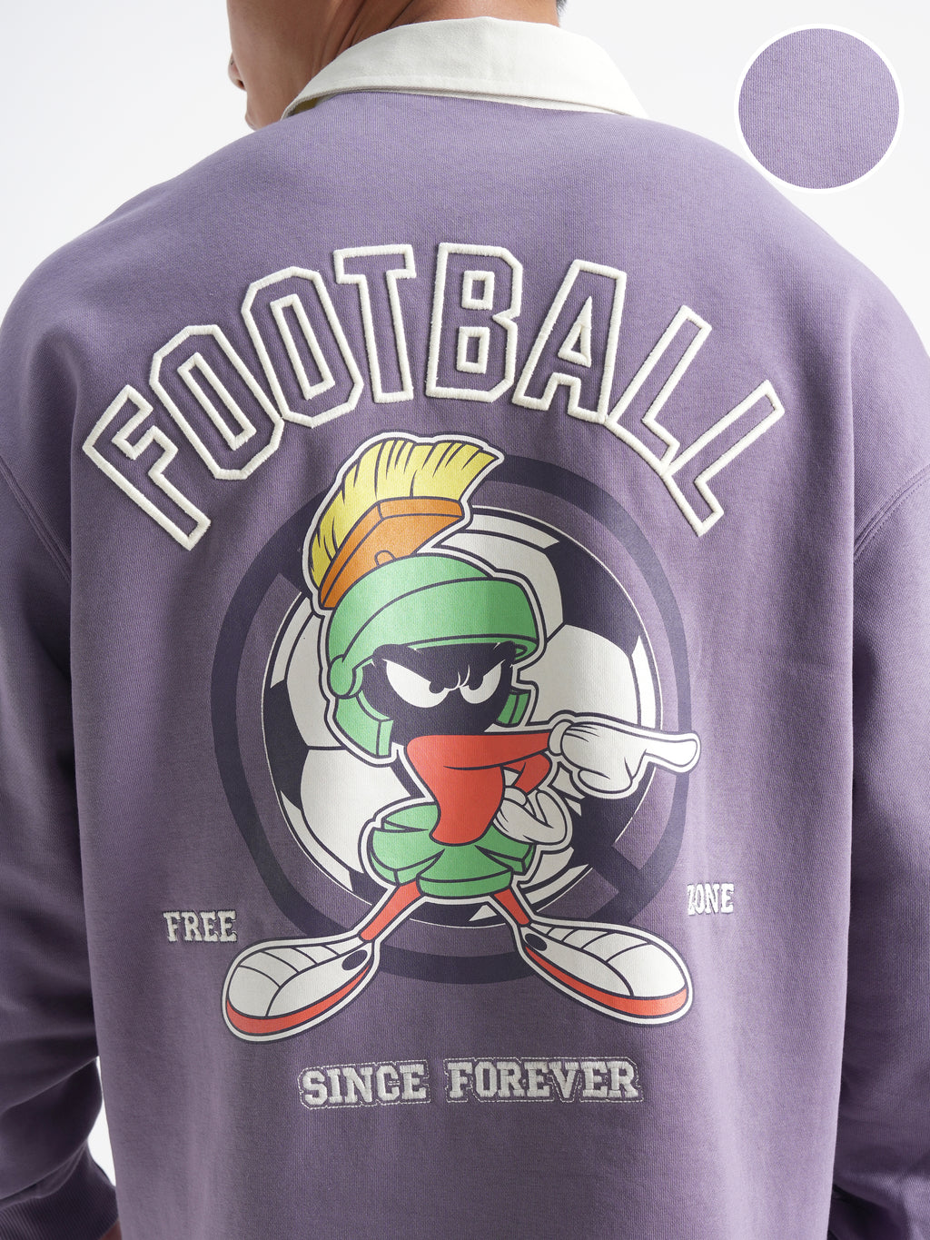 WB By Highlander Men Purple Looney Tunes Shirt Collar Pullover Sweatshirt - Purple - Image 5